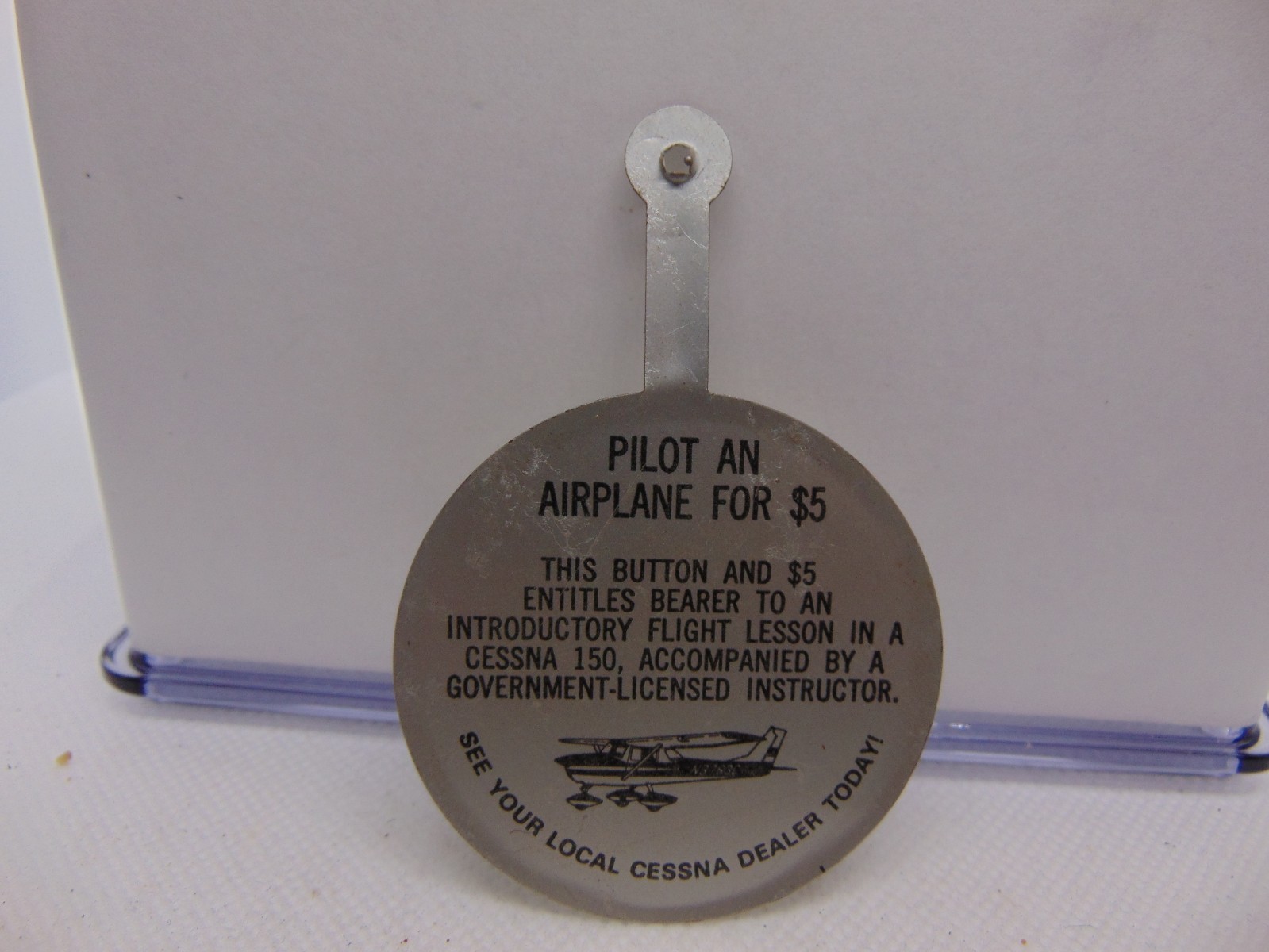 Vintage Advertising Tab Pin 2" Cessna If i can Fly, you can Fly See Local Dealer