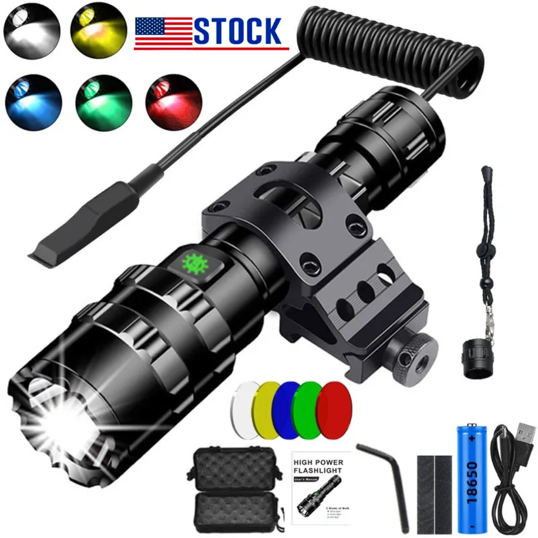 Linterna LED RecargableTactica Militar de Alta Potencia Para Armas Rifles 2 en 1