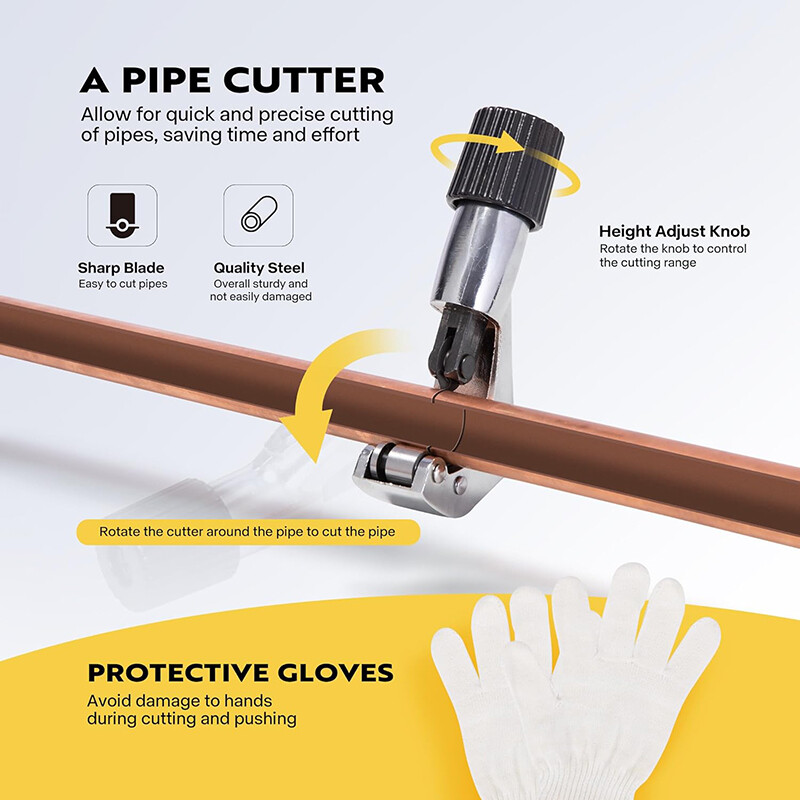 Copper Tube Fittings Hydraulic Pipe Crimping Tool with 1/2", 3/4" and 1" Die Set