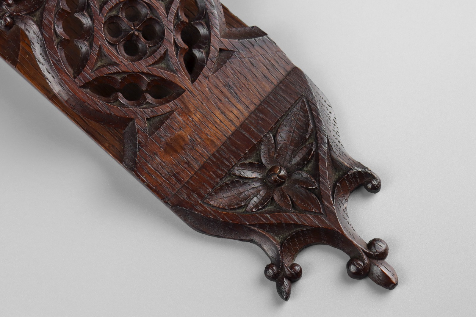 Antique 19th Century Ecclesiastical Gothic Carved Wood Letter Rack Holder