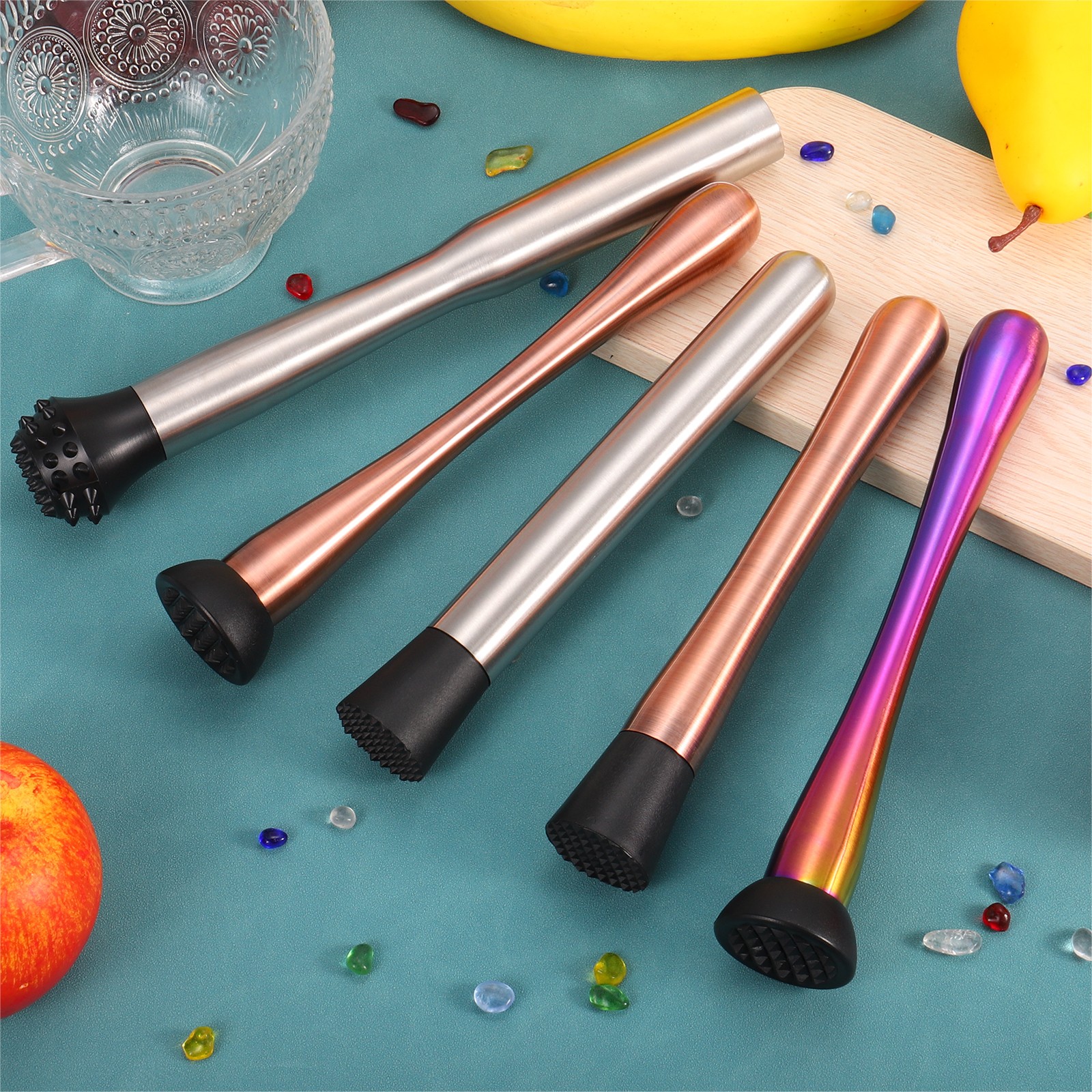 8inch Stainless Steel Cocktail Muddler Drink Muddler Bar Tool Rose Gold