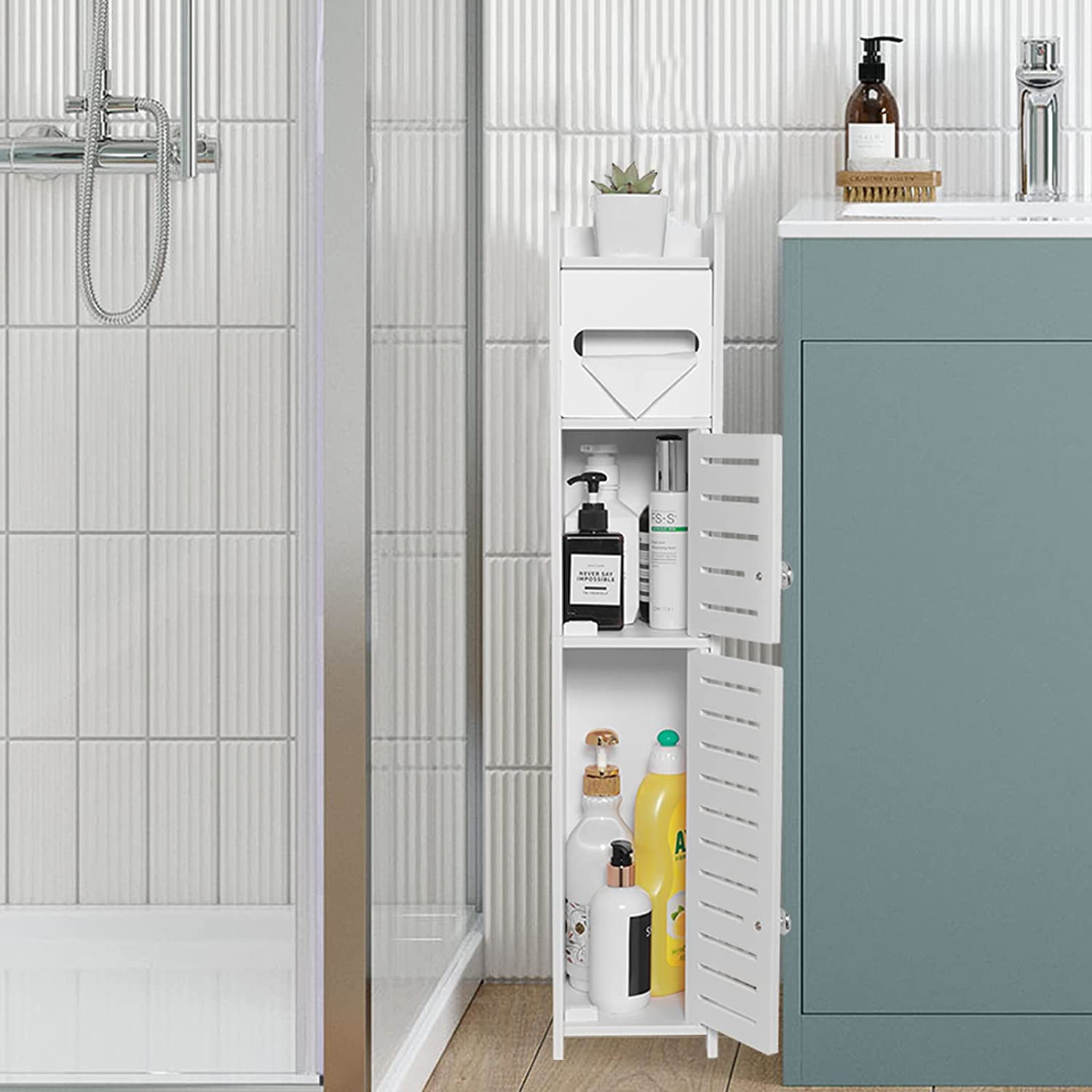 Storage Cabinet for Small Spaces, over the Toilet Cabinet for Skinny Bathroom St