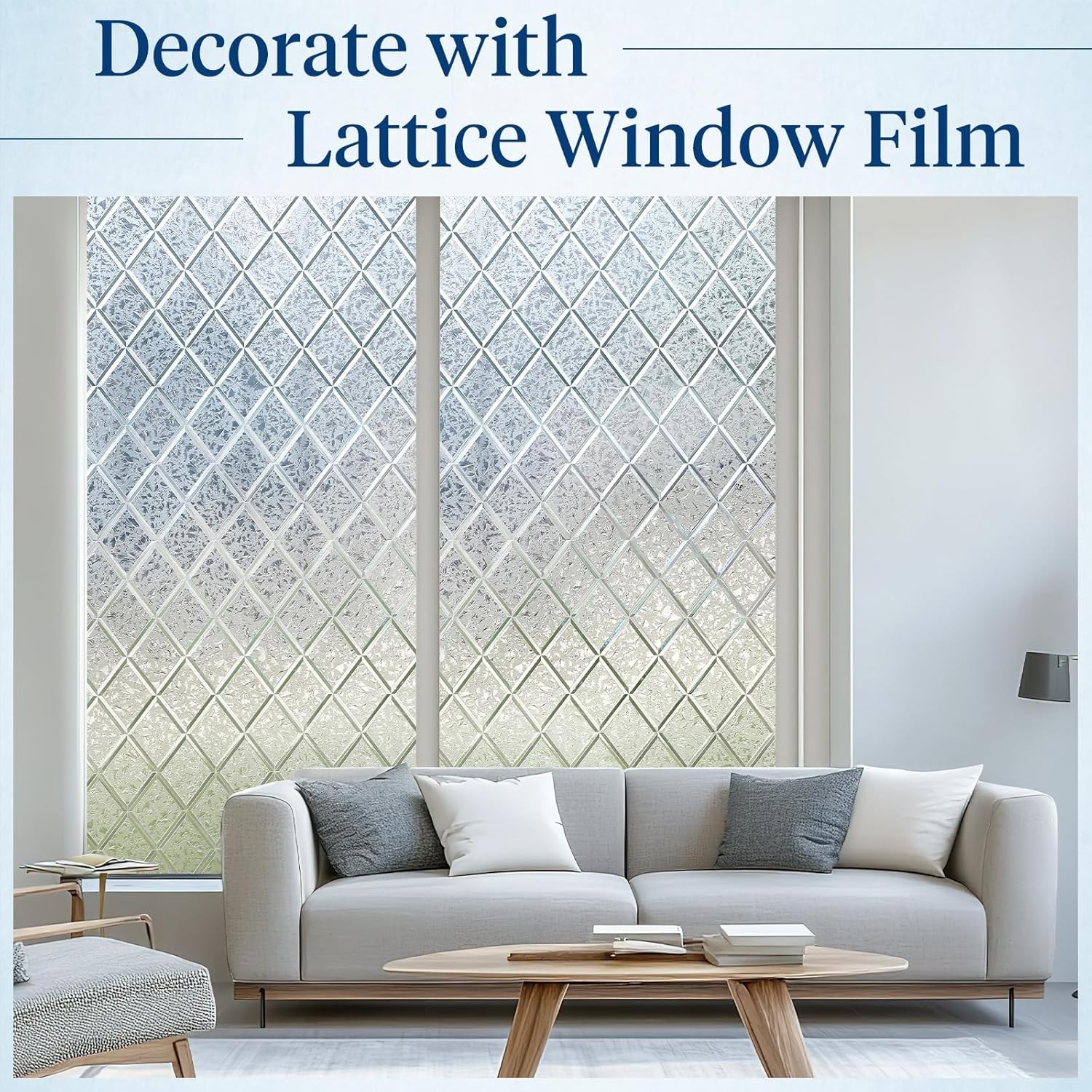 rabbitgoo Window Film Decorative Frosted Glass Static Cling Lattice Sticker