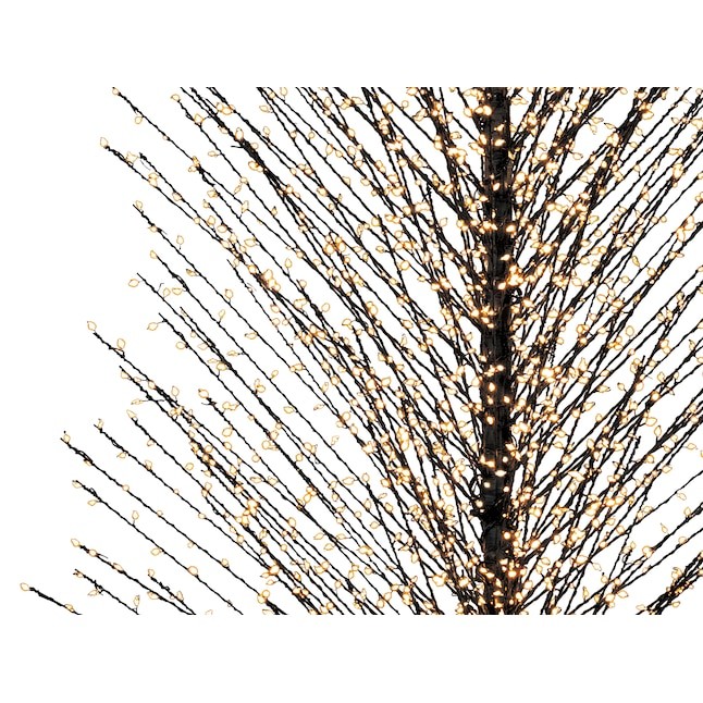 GE 7 ft Winterberry Pre-Lit Twinkling Warm White LED Black Branch Tree