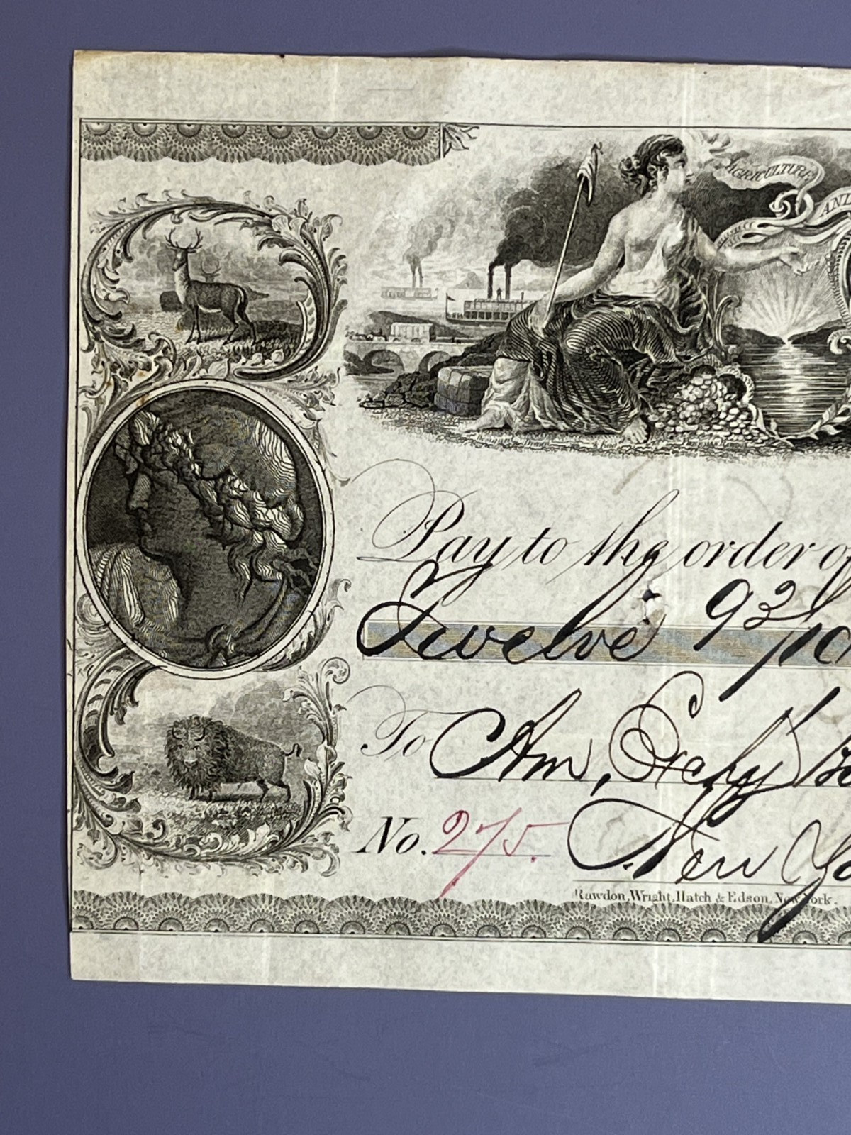 Pre Civil War 1853 ILION BANK HERKIMER COUNTY NEW YORK CHECK L L Merry Grocer