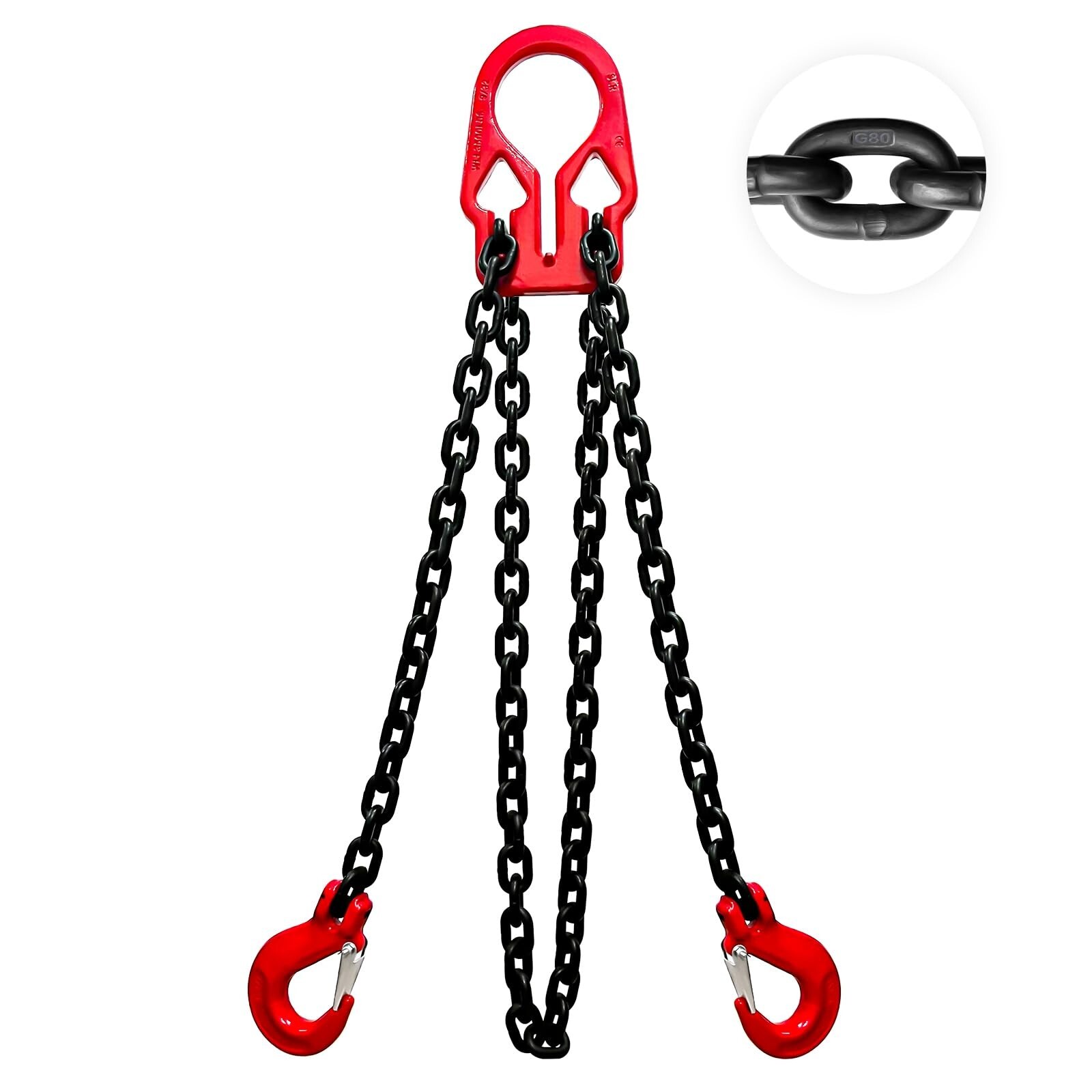 Adjustable Chain Sling 10FT 5/16”, 3.18 Ton G80 Alloy Steel Double Leg Slings