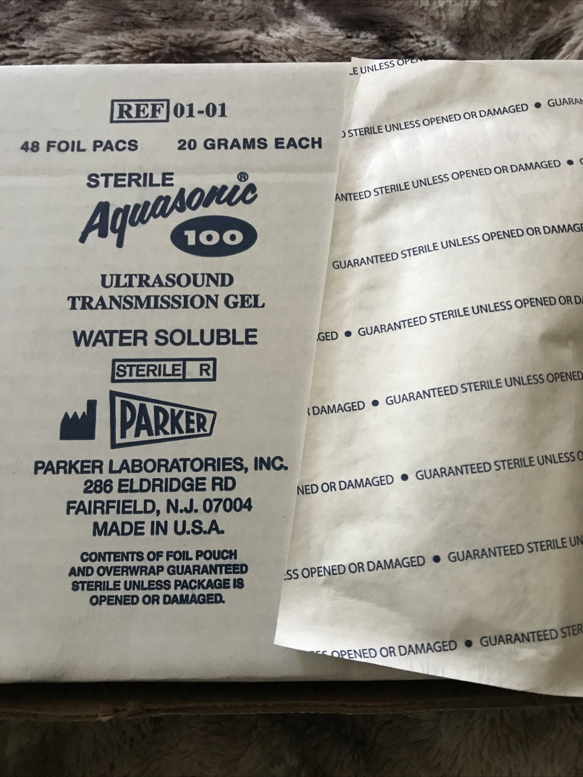 New Parker 01-01 Aquasonic 100 Ultrasound Transmission Gel, 20gr, 48 Foil Packs