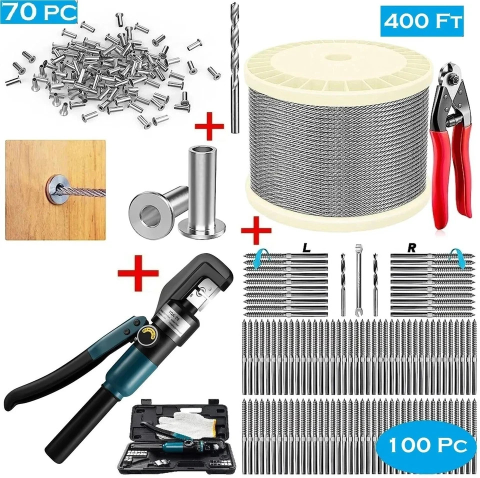 Cable Railing Kit 1/8 Stainless Steel Wire Rope Aircraft Deck Railing Hardware