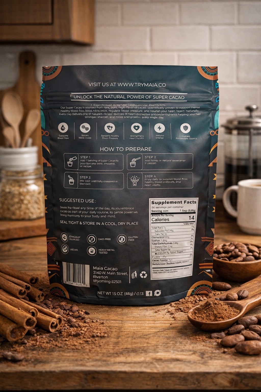 Maia Superfoods - High Flavanol Super Cacao, 7oz (200g) 30 servings