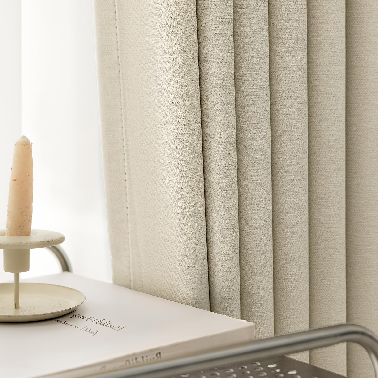 Blackout Curtains 84 Inch Length 2 Panels Set for Living Room, Grommet Linen-...