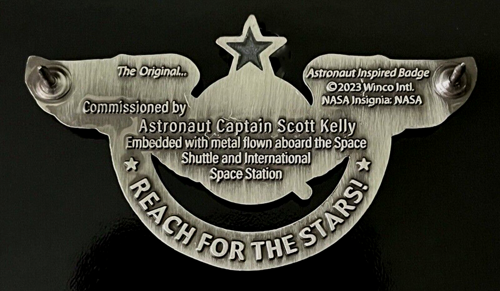FUTURE ASTRONAUT WINGS -FLOWN METAL-NASA-SCOTT KELLEY SHUTTLE ISS Silver PIN