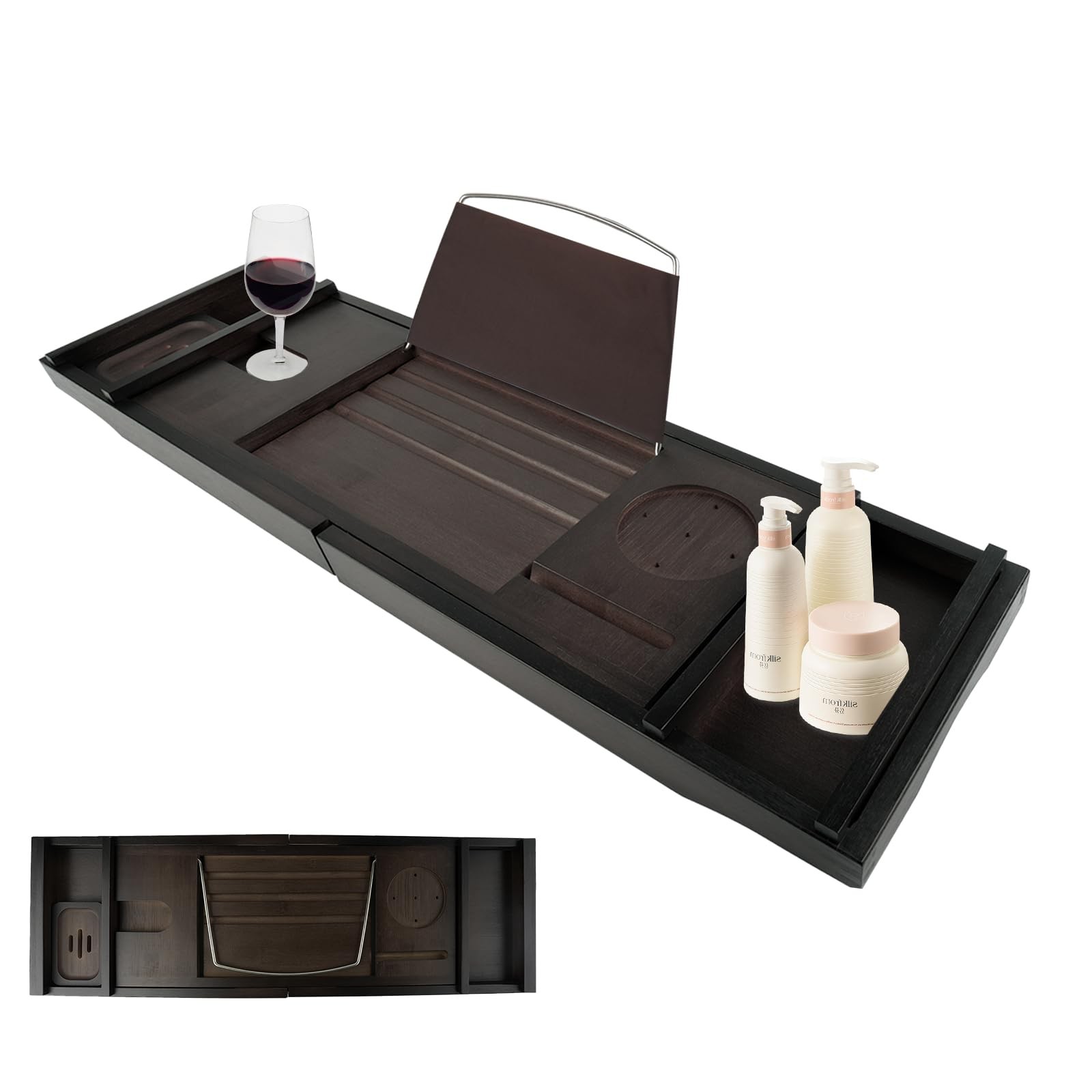 Bathtub Tray Caddy,Bathroom ,Expandable Bath Tray,Can be Placed Book and Inte...