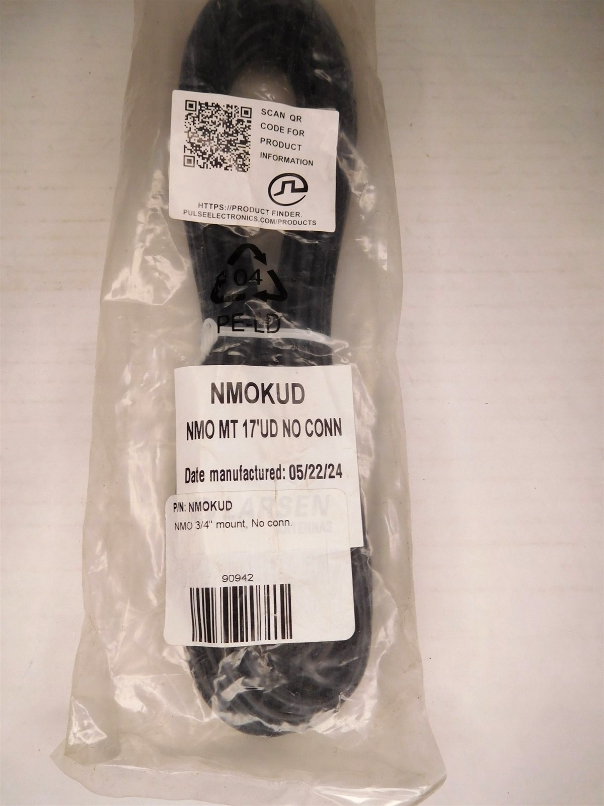Larsen NMOKUD NMO Mount 17' 3/4" Permanent Antenna Mount (S9)