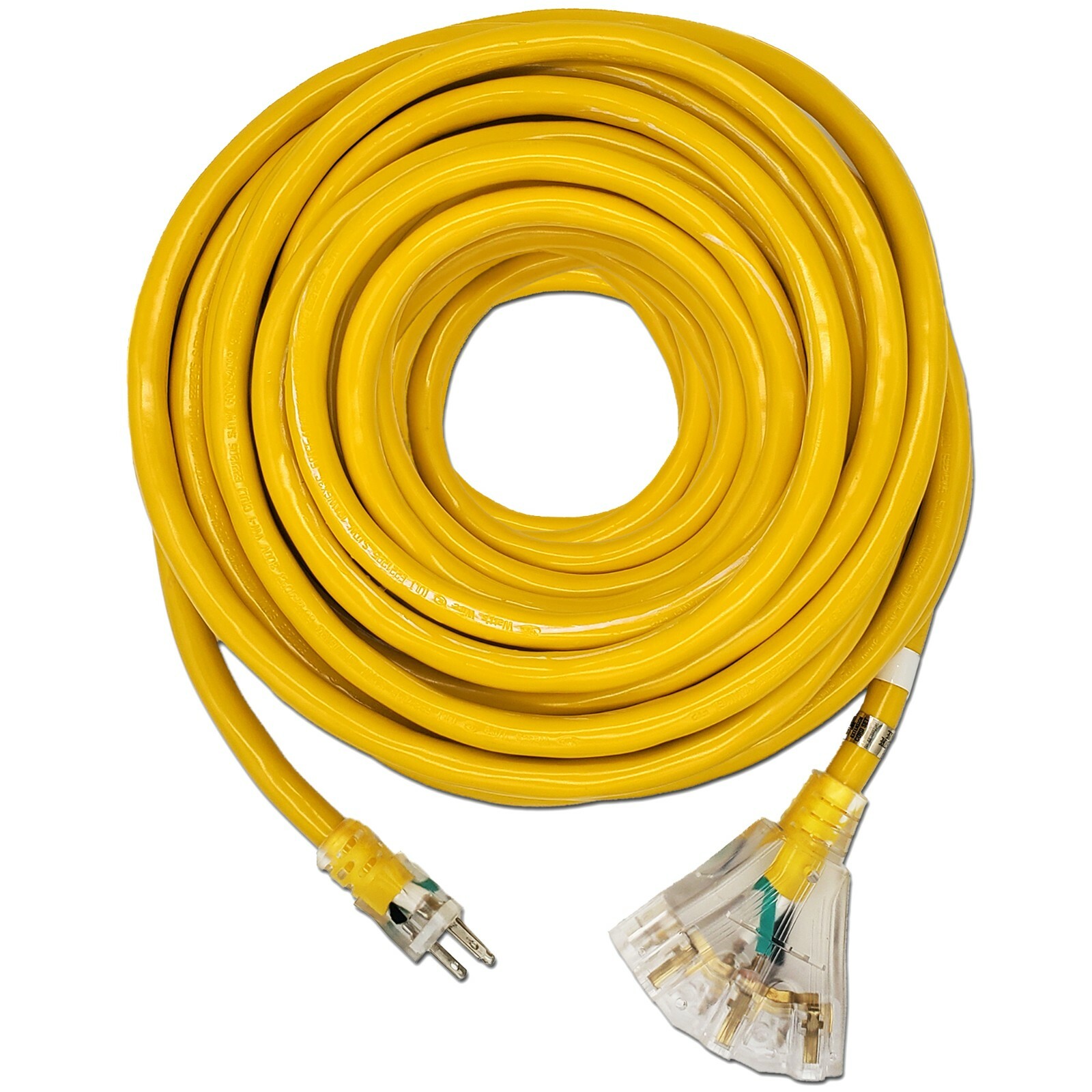 10 Gauge (10 ft, 25 ft, 50 ft, 100 ft) 3 Outlet Lighted Extension Cord - 10 Awg
