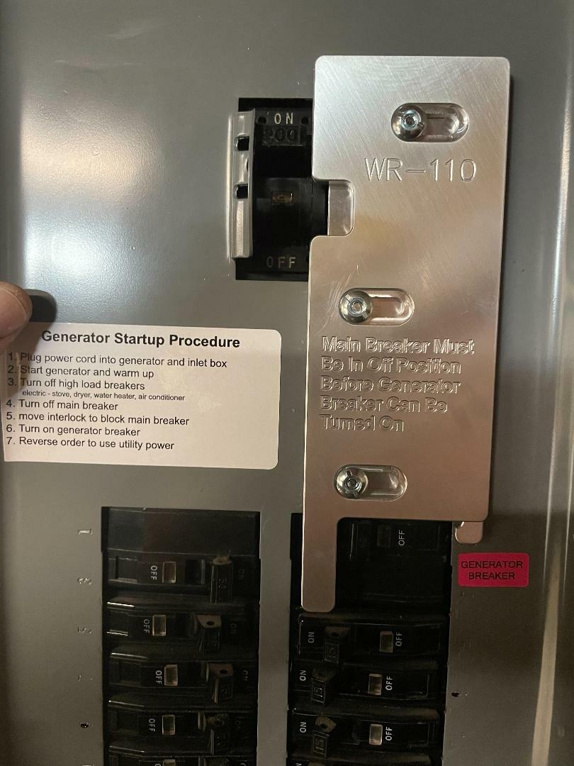 Generator Interlock Kit , Square D 200 Amp Panel