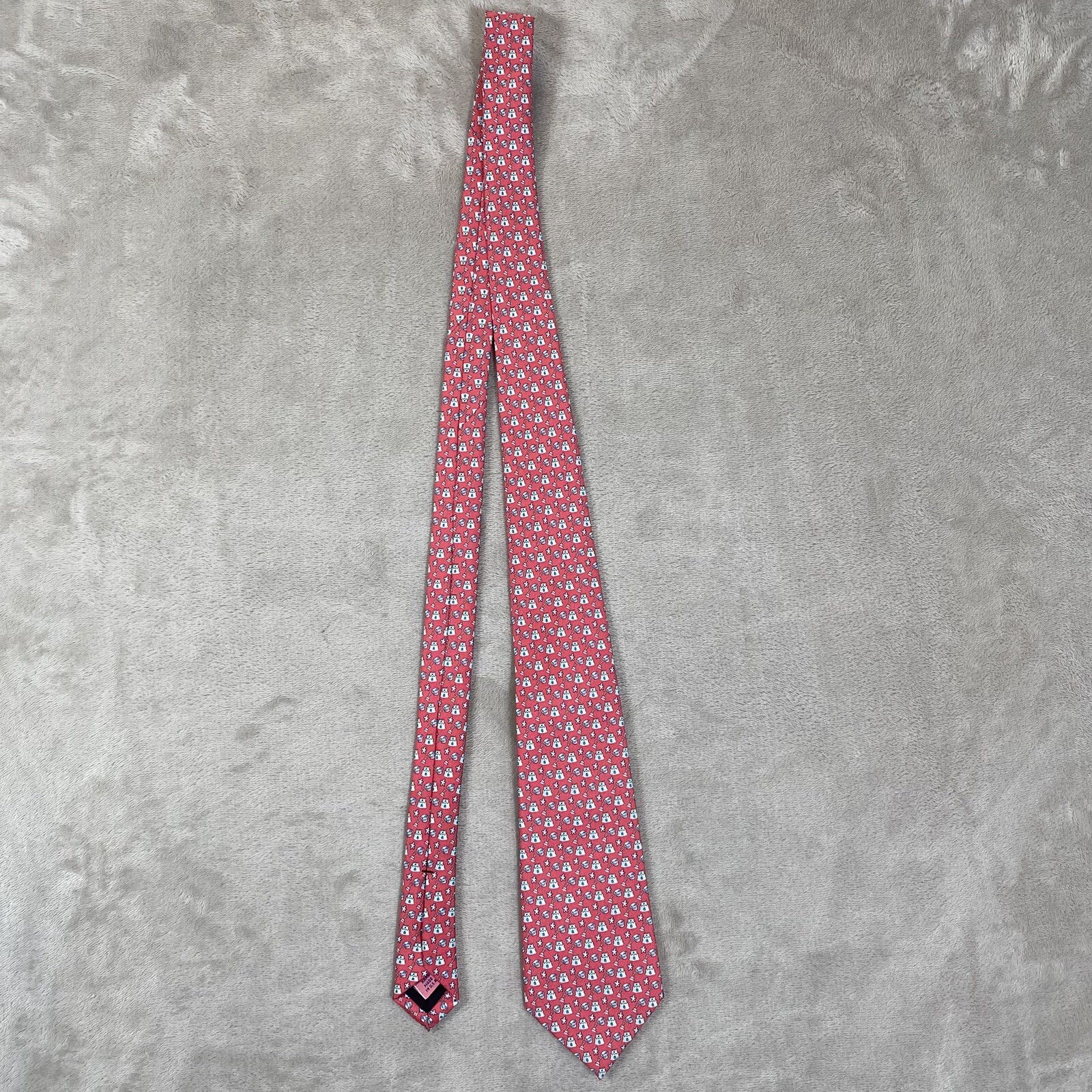 NEW Vineyard Vines Boys/Short Mens Tie Pink W/ Sandcastle Beach 100% Silk