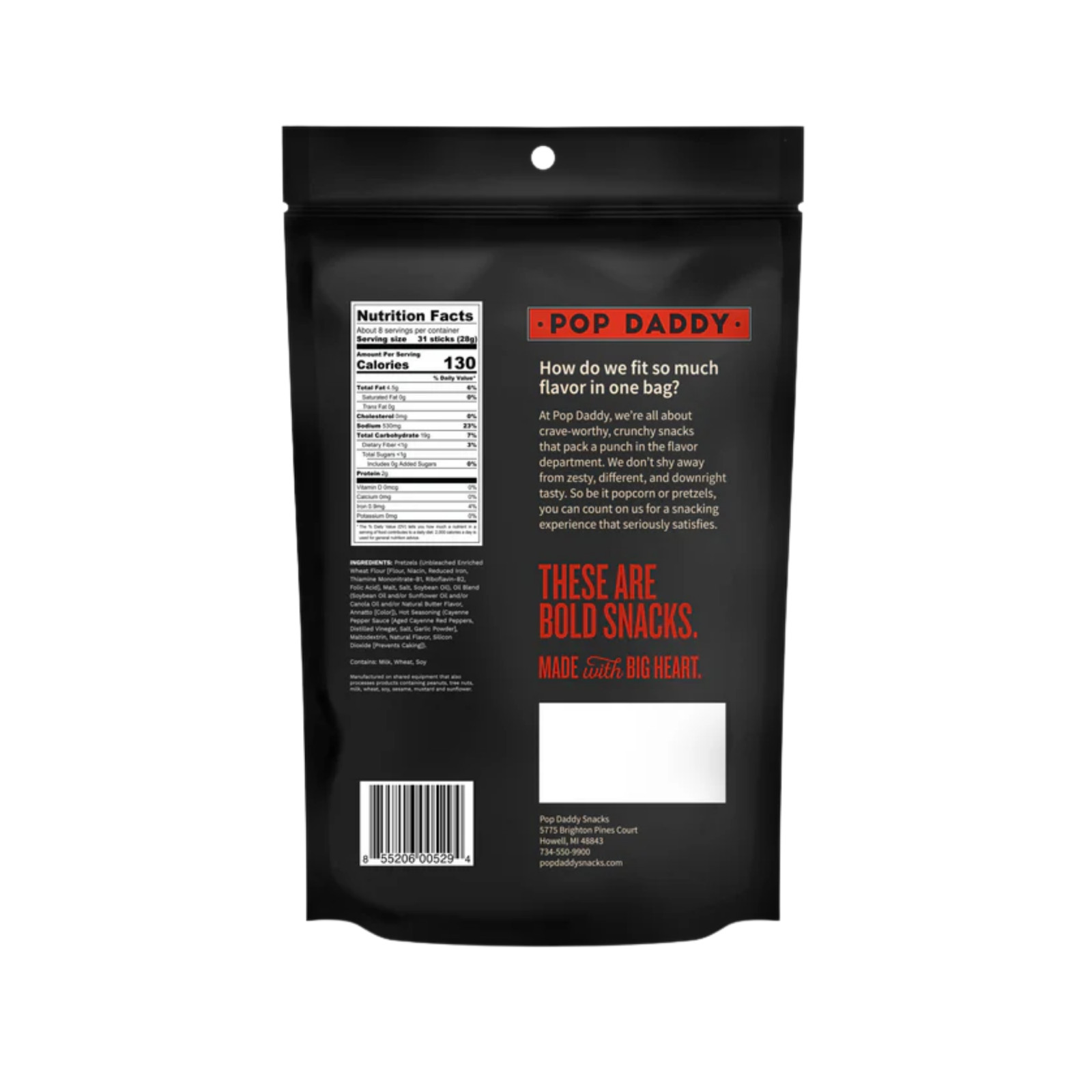 POP DADDY Hot Sauce Pretzel Sticks, 7.5 Ounce - Pack of 2