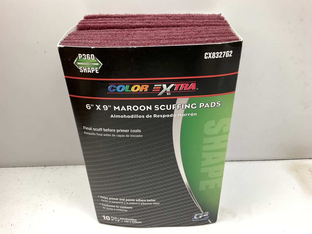 Pack Of 10 - Maroon Scuffing Pads P360 Shape 360 Grit  6" X 9"