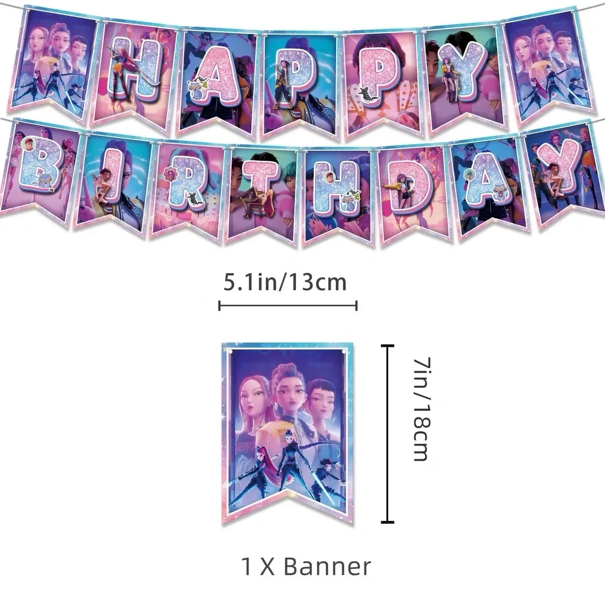 KPOP Hunters Birthday Party Supplies Set Balloons Cake Toppers Banner Backdrop