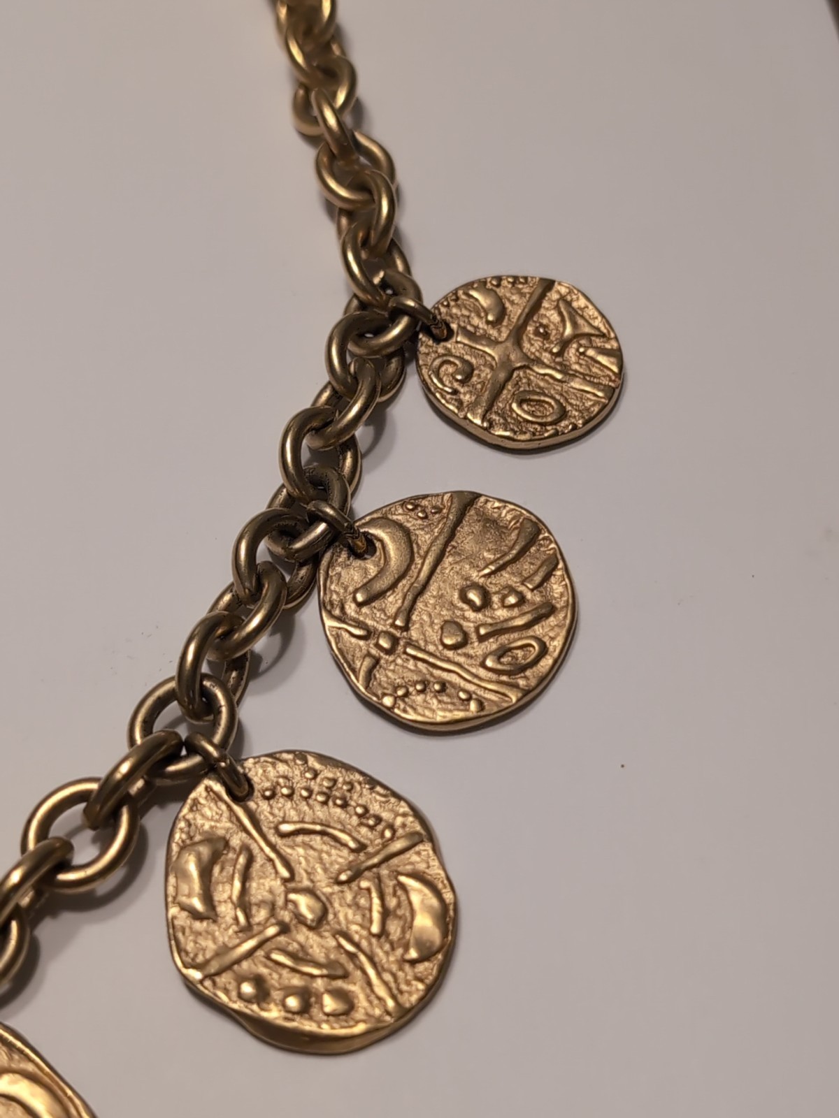 Vintage Monet Gold Roman Coin Chunky Necklace