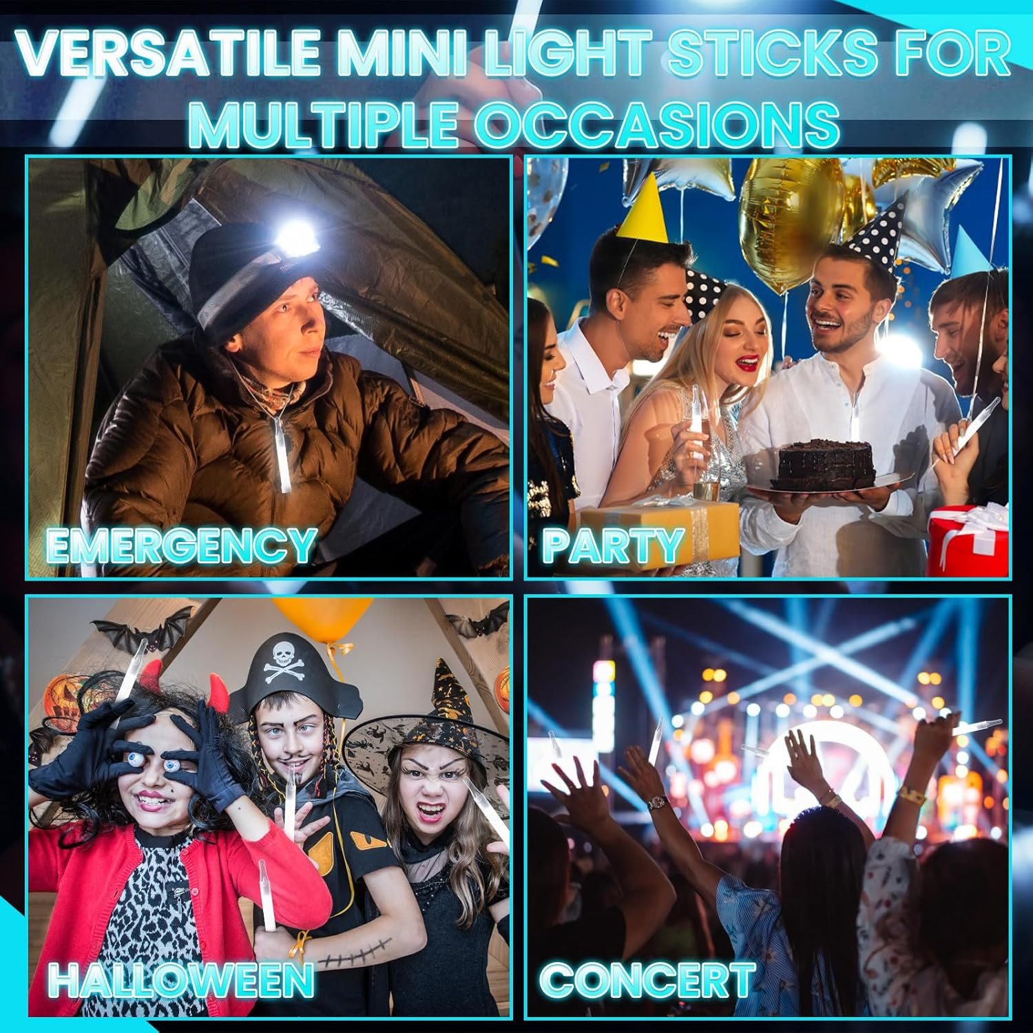 50 Pack White Glow Sticks 4" Bright Emergency Glow Sticks Bulk with 8-12 Hours f