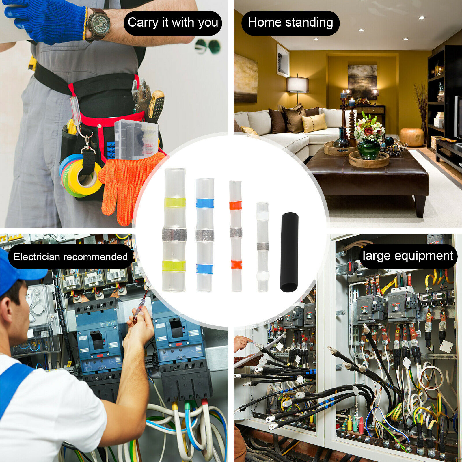 1000X Solder Seal Wire Connectors Butt Terminal Insulated Electrical Wire Splice