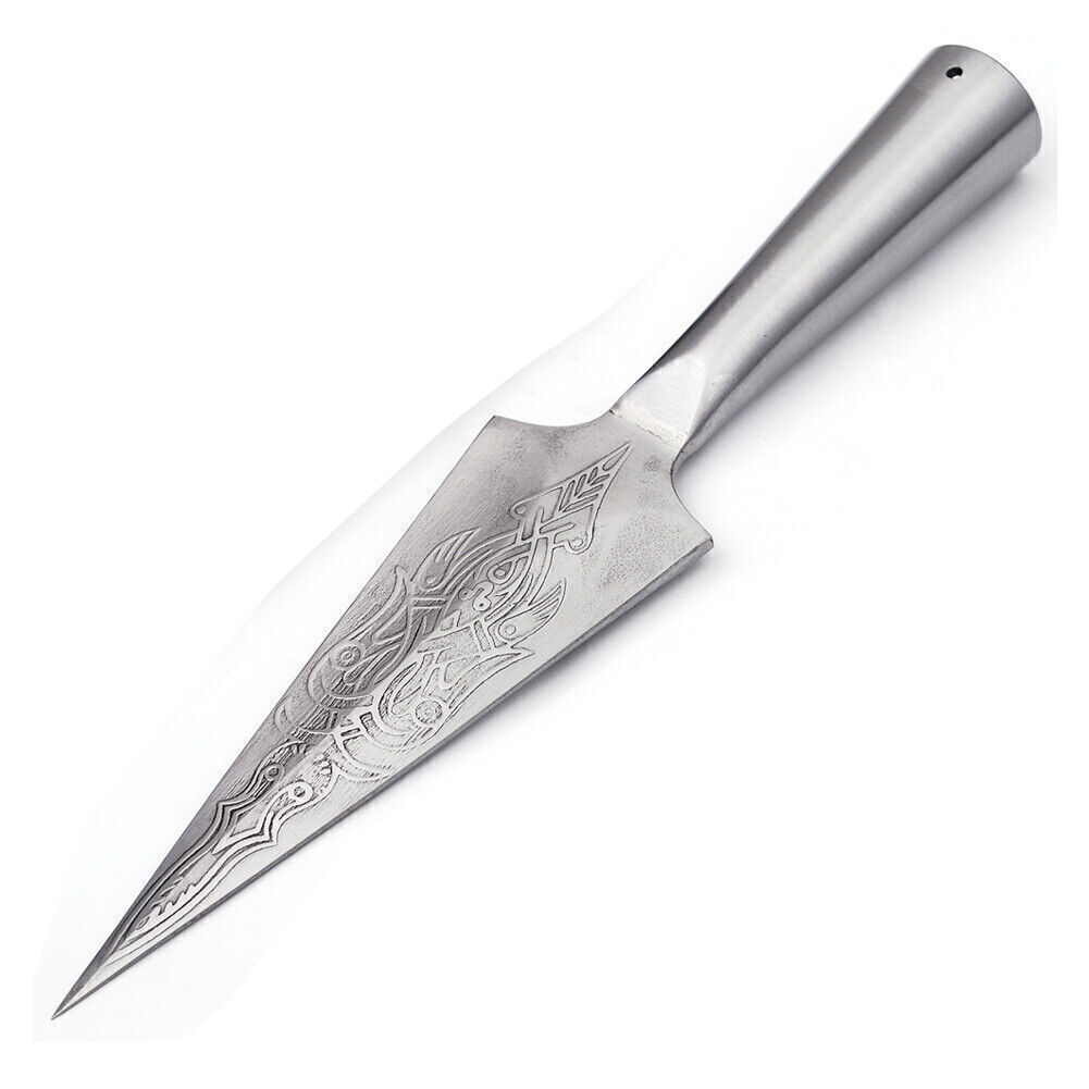 Norse Sharpened Viking Spangenhelm Evil Throwing Spear Head High Carbon Steel