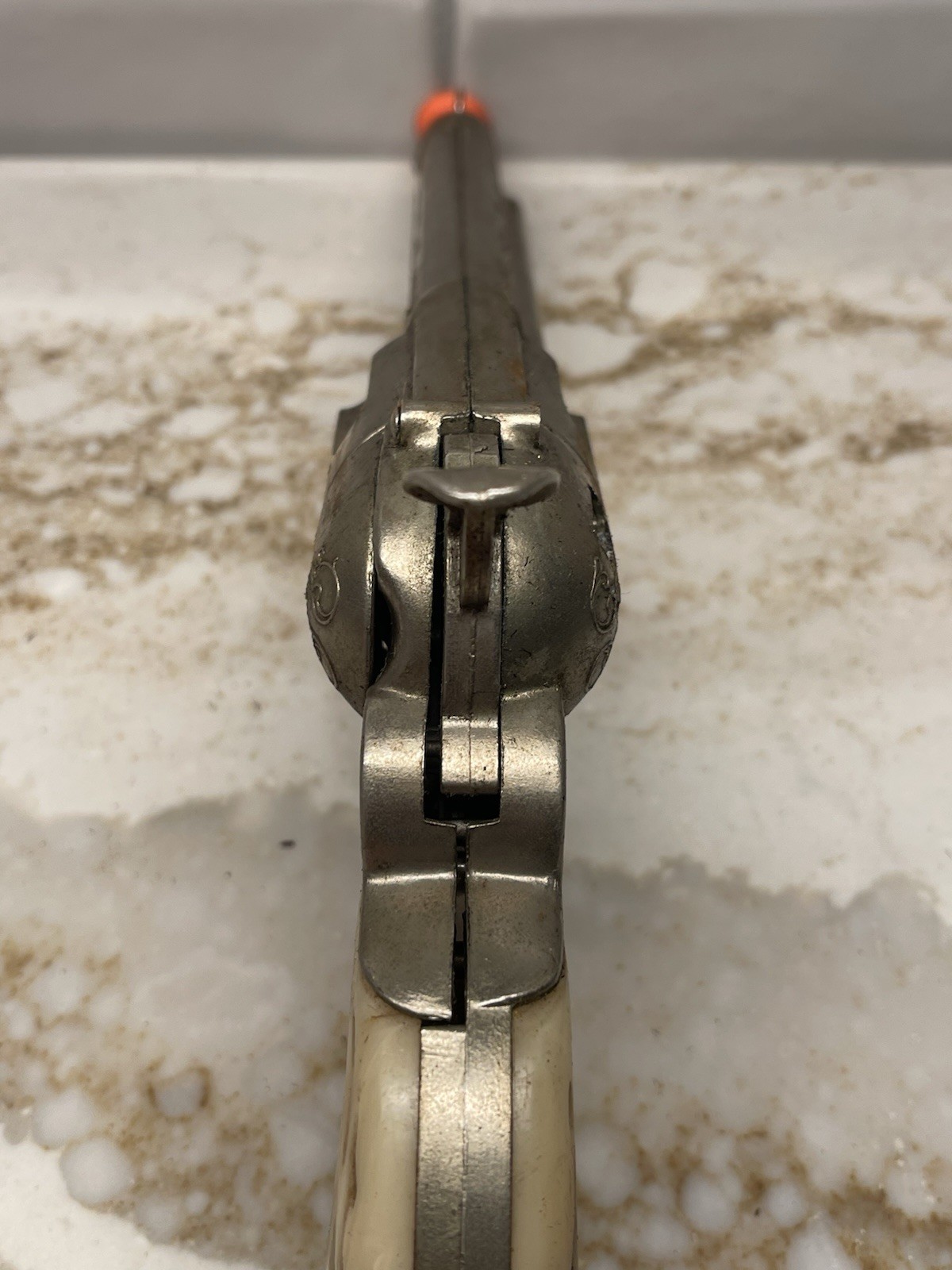 1960s VTG Mattel Fanner 50 Toy Cap Replica Gun Used Leather Holster MADE IN USA