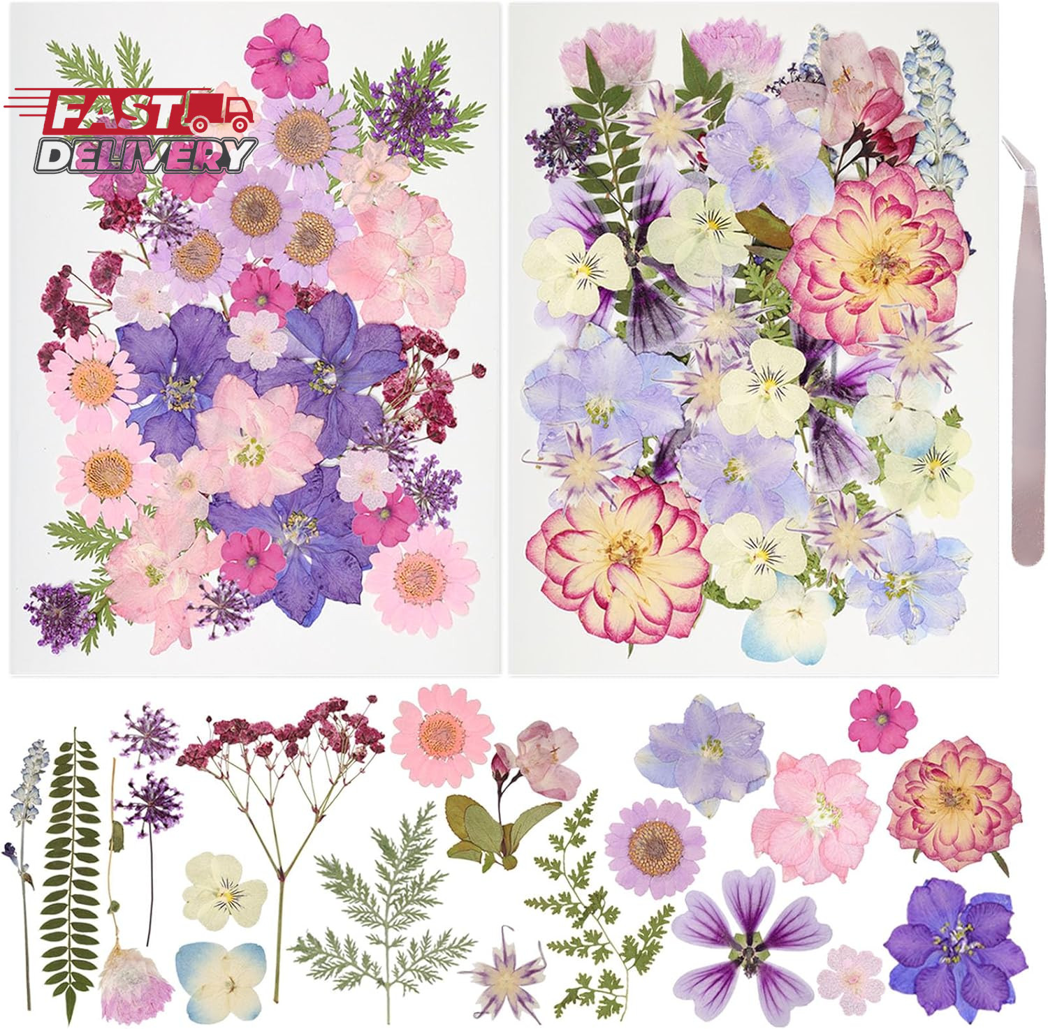 50Pcs Dried Pressed Flowers Resin Mould Real Pressed Flowers Natural Dry Leaves