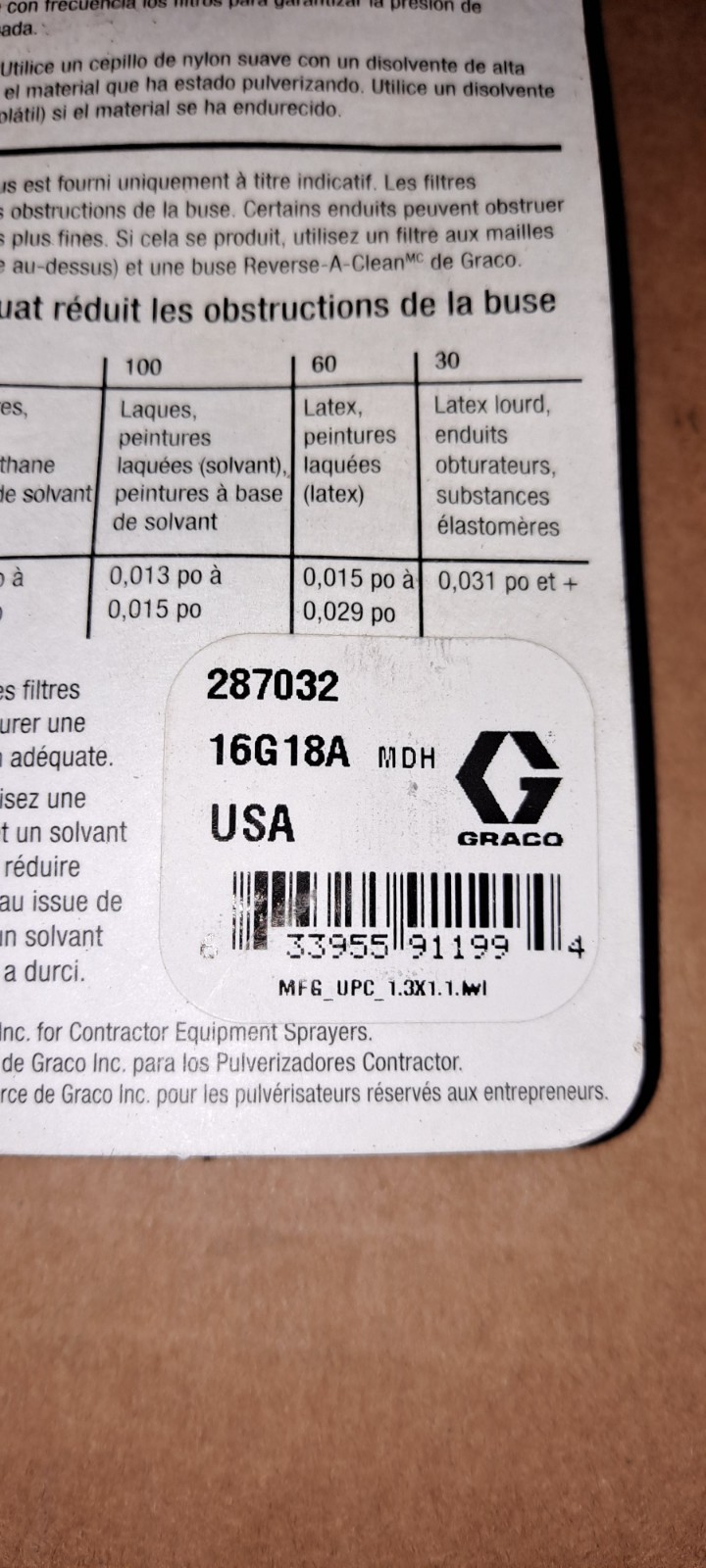 Graco Gun Filter 287032 60 Mesh