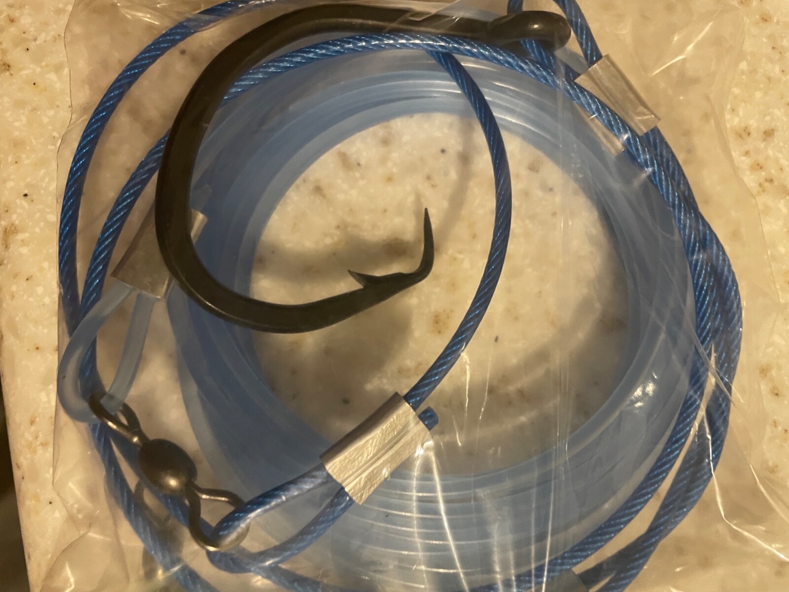 Shark fishing LEADER RIG 20/0 forged circle hook 20' 800lb mono 40” blue steel