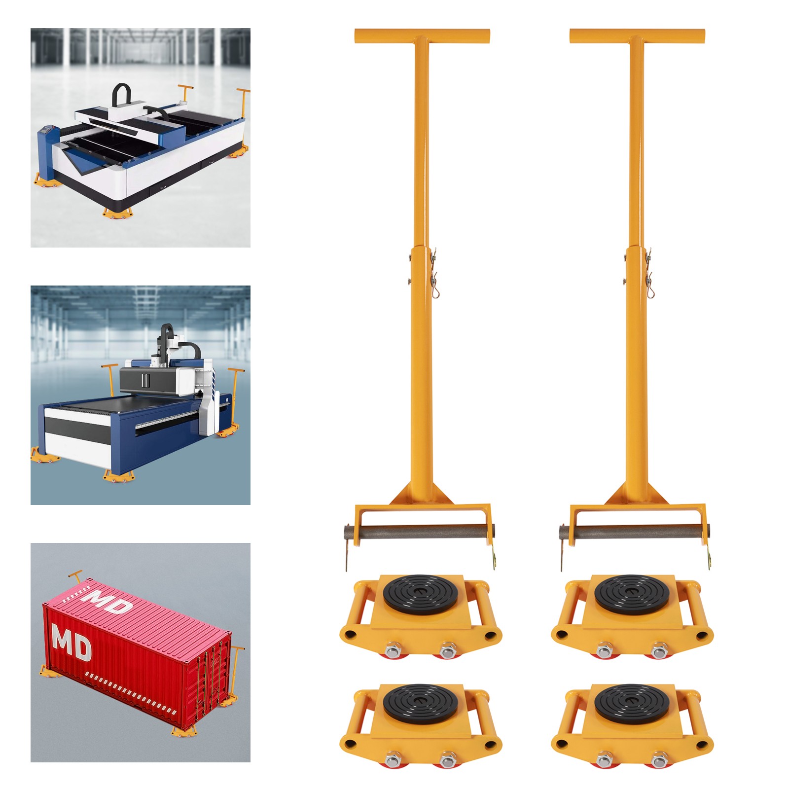 4X 6T Machinery Skate Dolly Heavy Duty Industrial Moving Equipment Mover Rollers