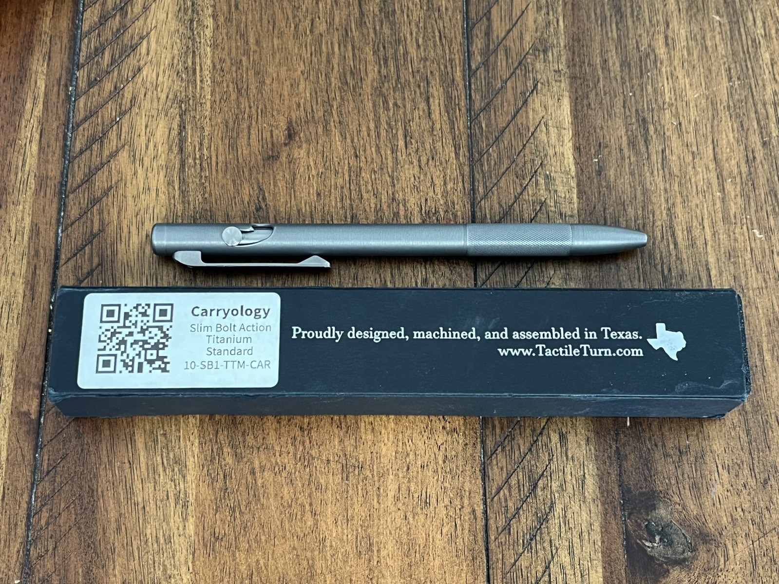 Tactile Turn Carryology Edition Slim Stonewash Titanium Bolt Action Pen Long