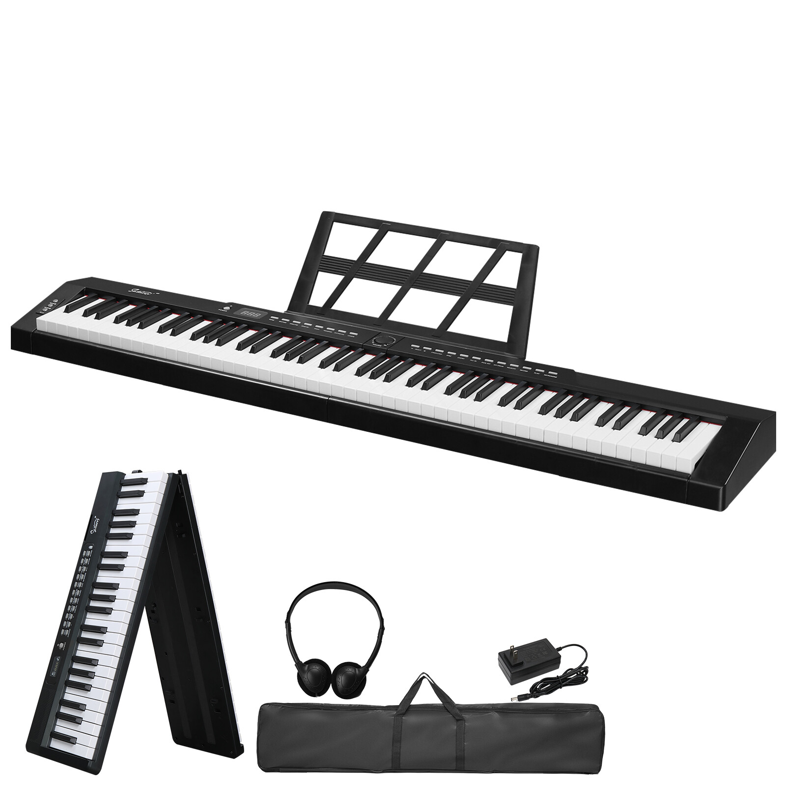Glarry 88-Key Full Size Semi-Weighted Digital Piano Foldable Keyboard + Bag