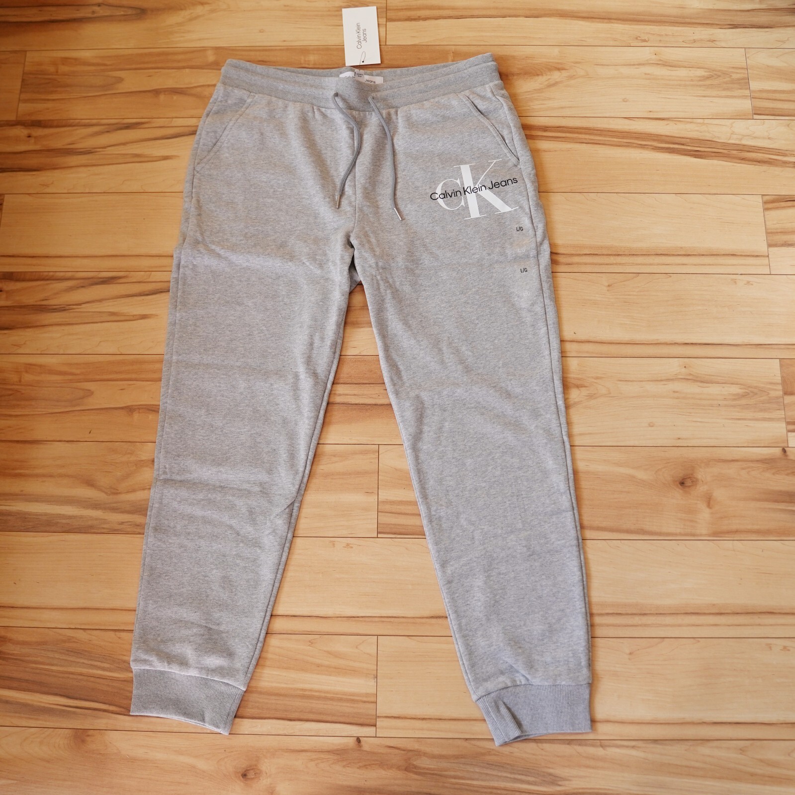 Calvin Klein Jeans Mens Blue/ Grey Monogram Logo Fleece Jogger Sweatpants