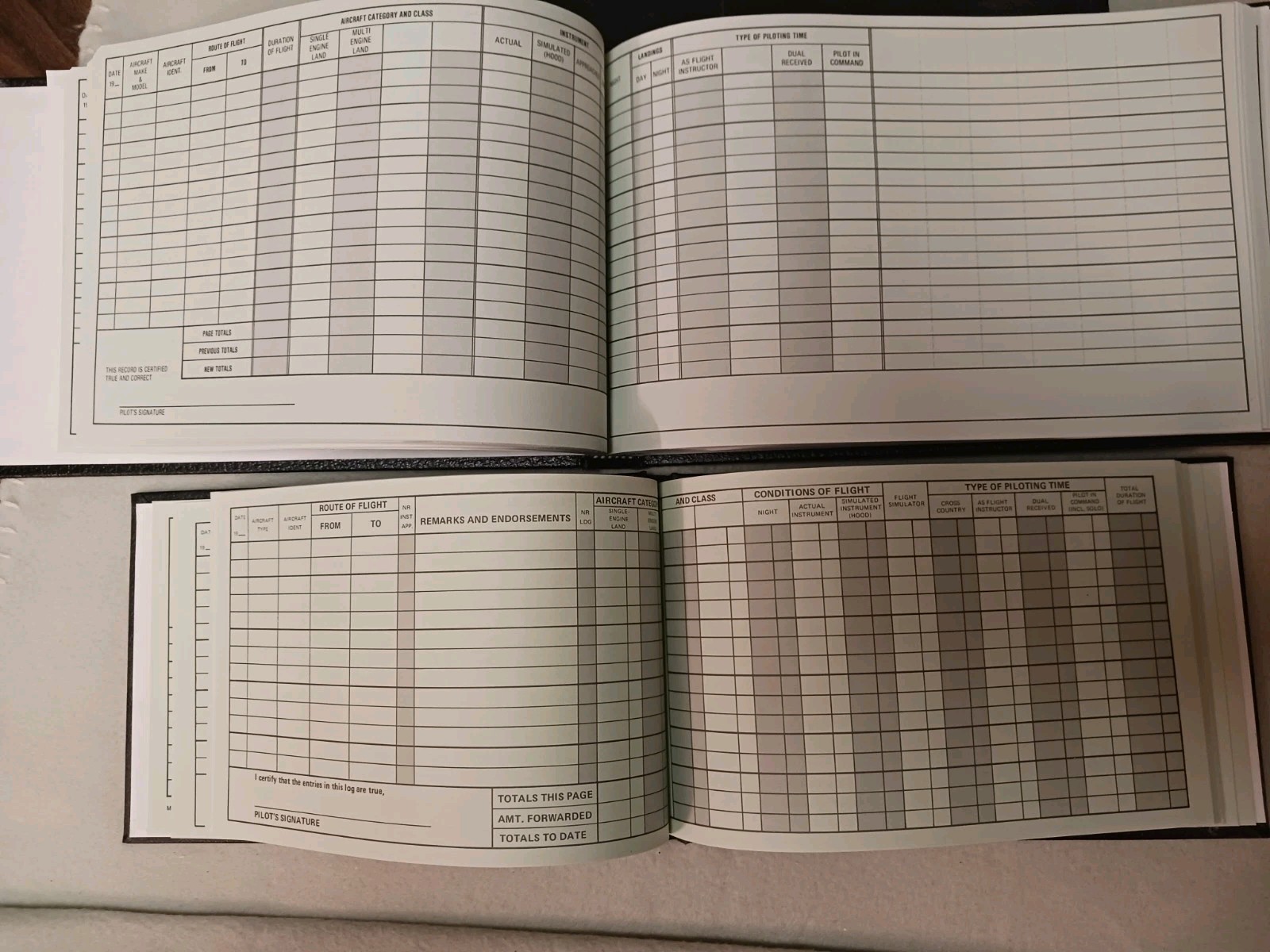 Senior Pilot’s Flight Logbook and Record plus Pilot Logbook and Pouch w/ Windows