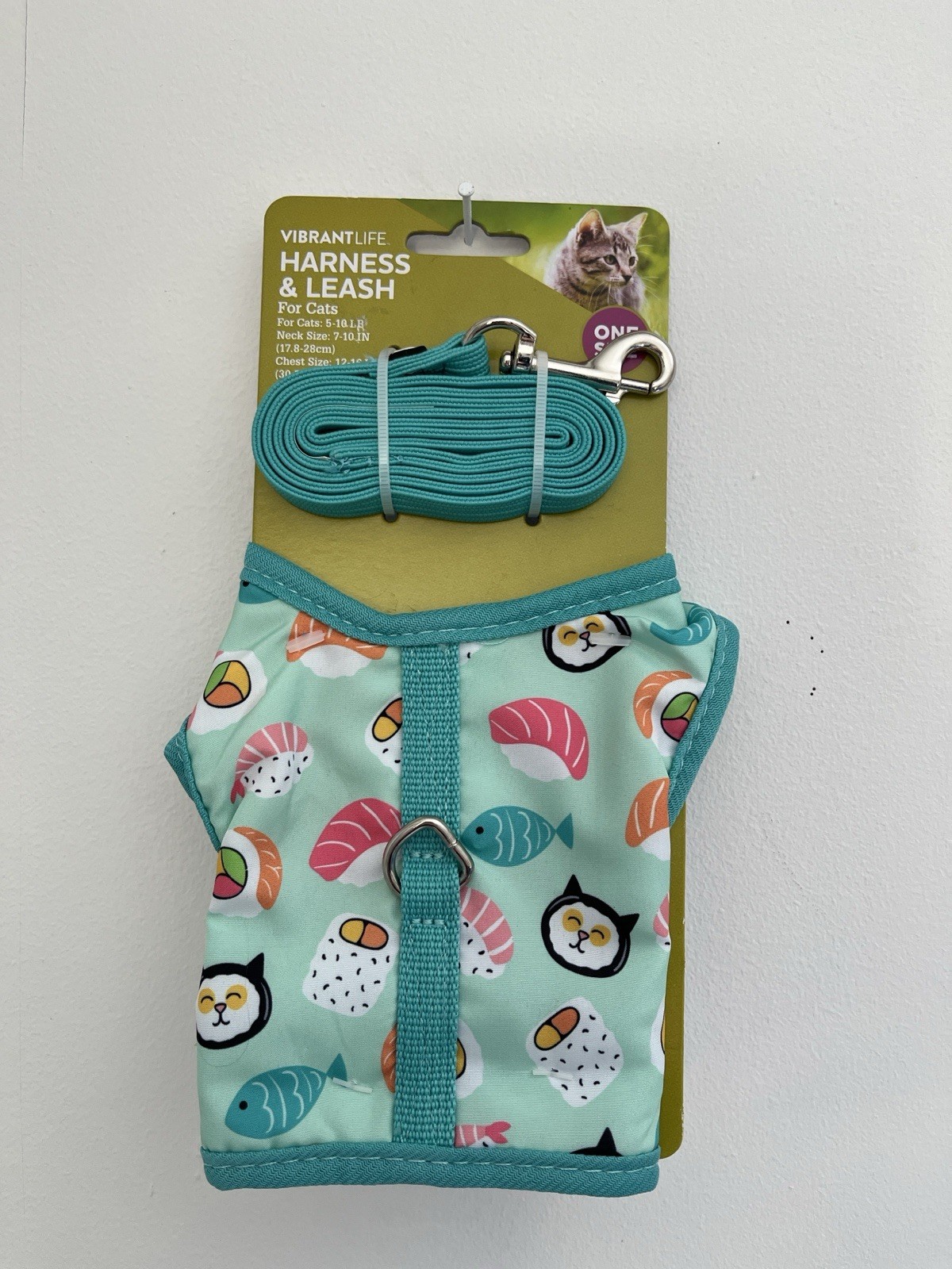 BLUE SUSHI DESIGN Vibrant Life Harness + Leash for Cats - One Size 5 - 10 lbs