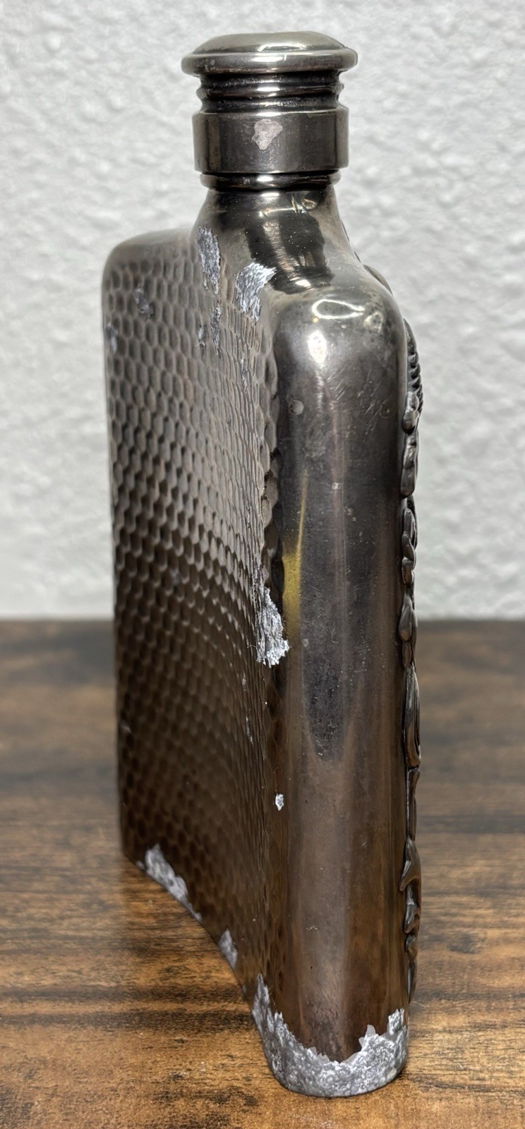 Godinger Silverplated Bacchus Vintage Metal Flask*SOLD AS IS*