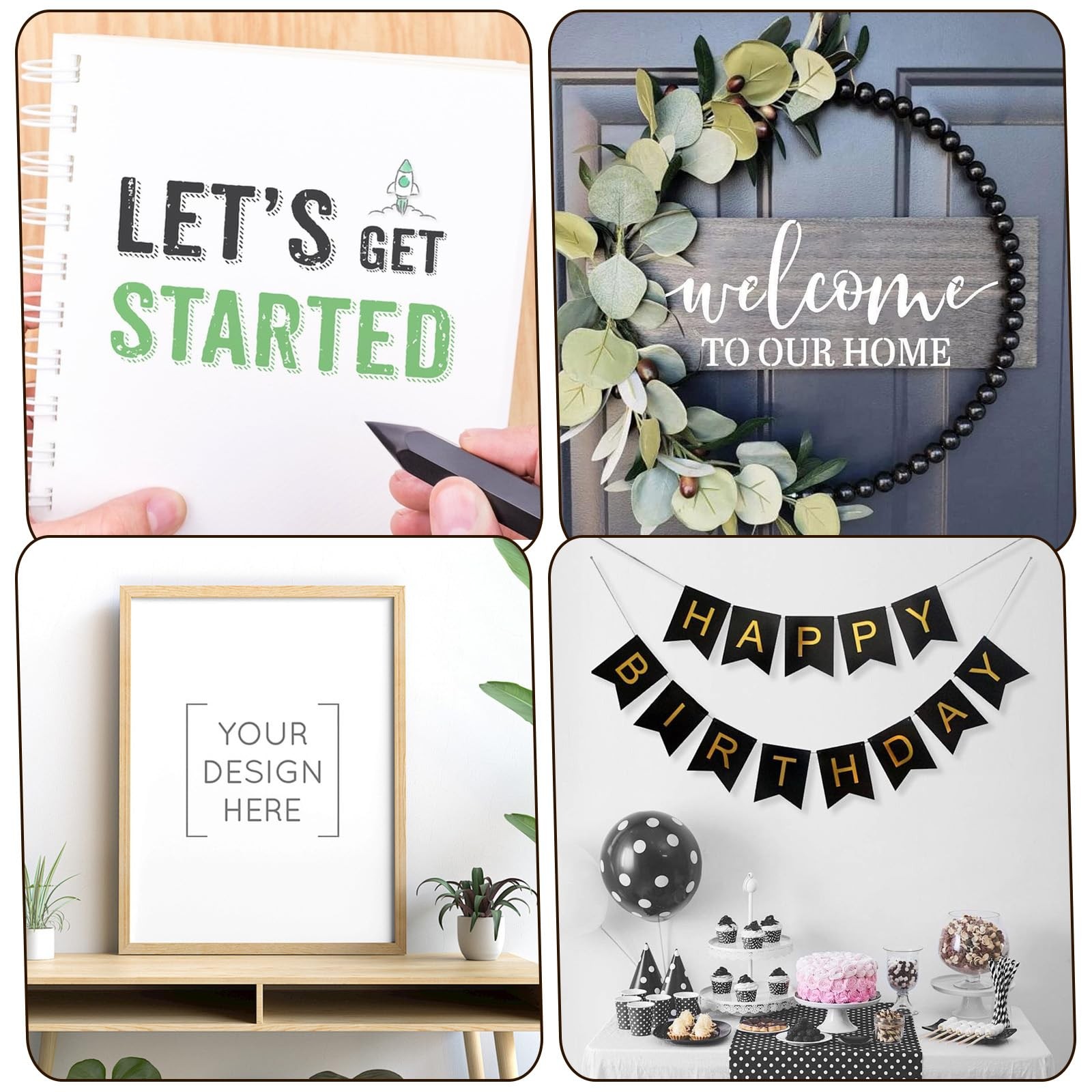 14 Pcs Reusable Letter Stencils, 1/2, 3/4, 1, 2 Inch Letter Stencils for Pain...