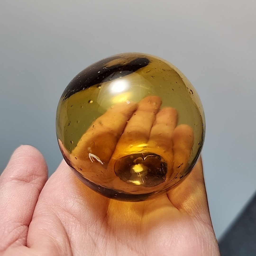 Vintage Japanese Fish Net Floats Hand Blown Glass Lot of 4