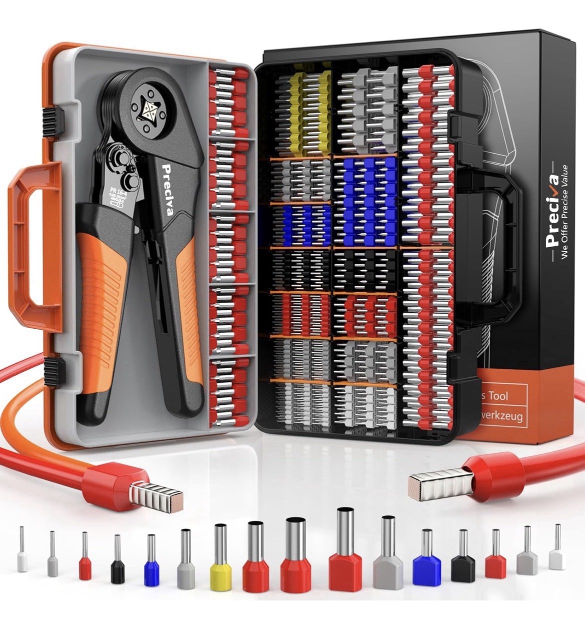 Ferrule Crimping Tool Kit, 1300 PCS Connectors, AWG 28-5 Ratchet Crimper