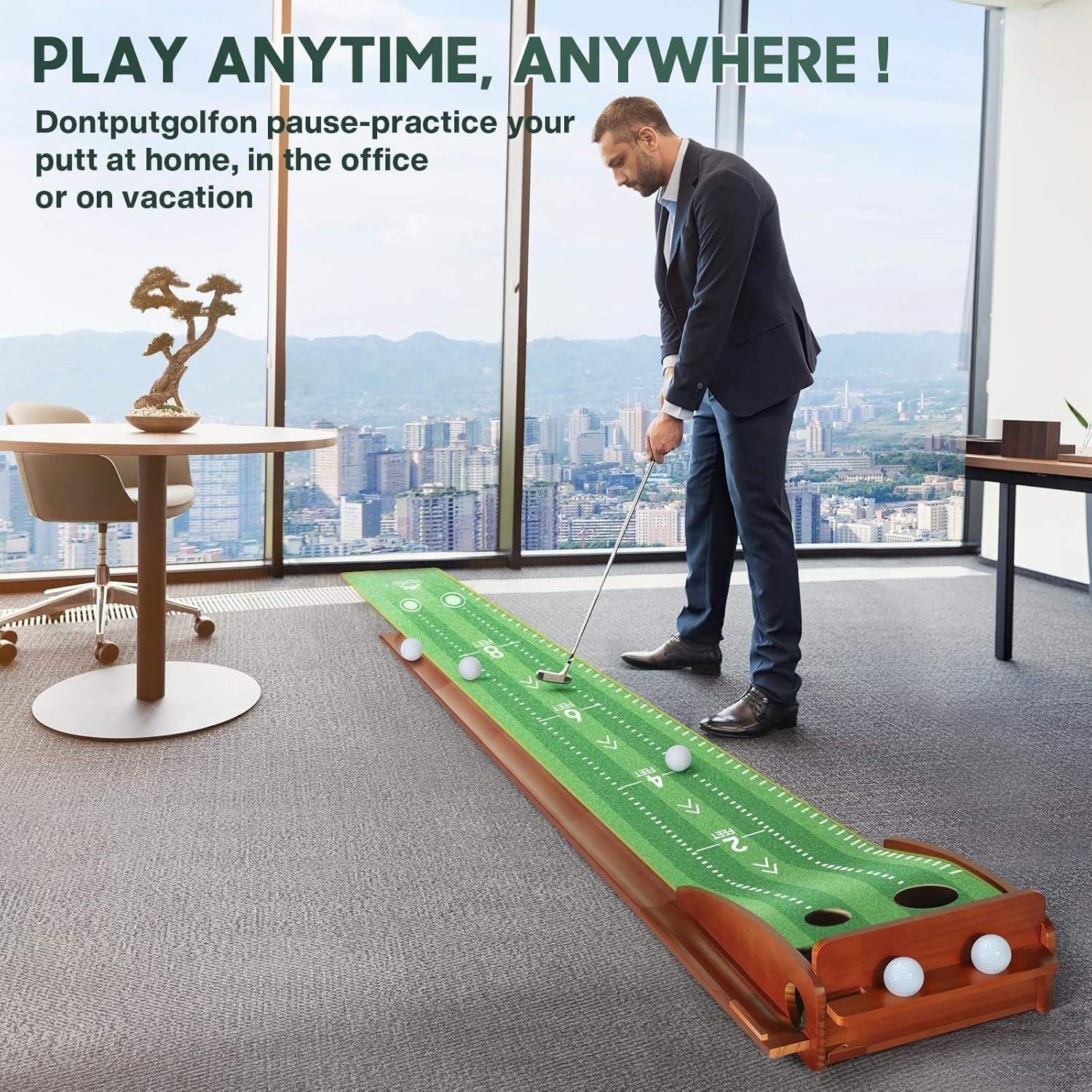 Putting Matt for Indoors, Putting Green, Golf Putting Mat with Ball Return,