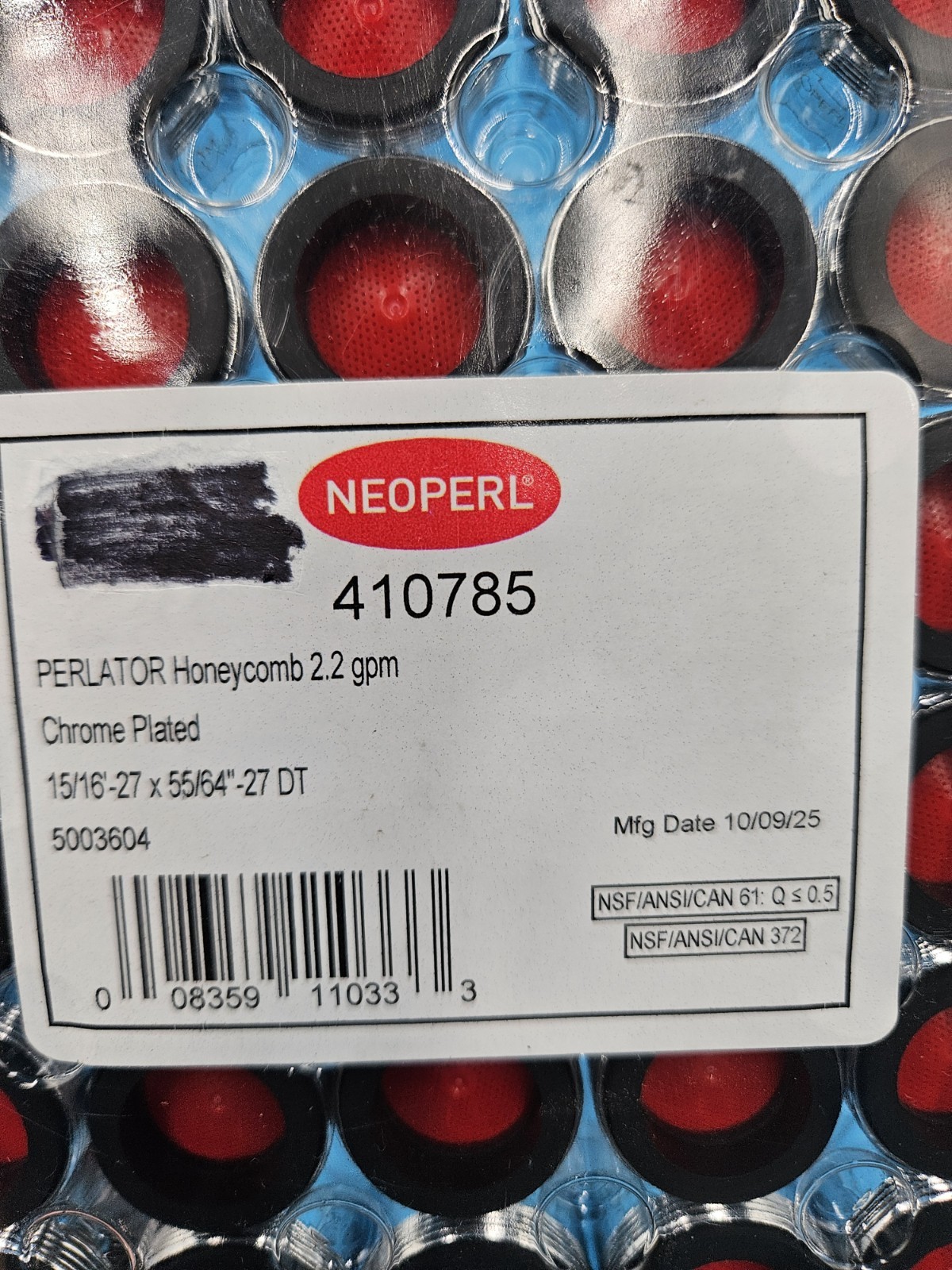 Neoperl 410785 Dual Thread Perlator Aerator Honeycomb 2.2 gpm Chrome 50 Pack