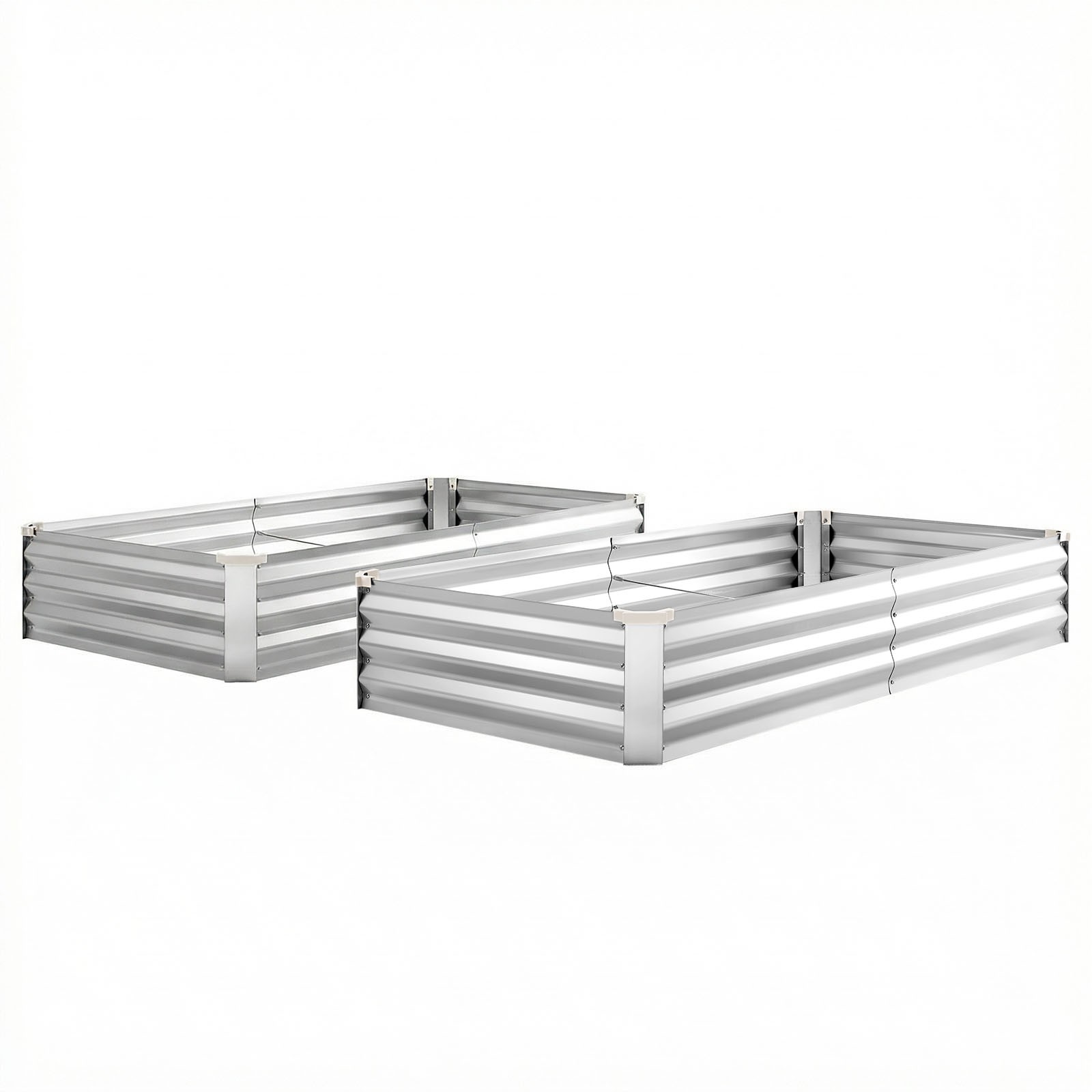 VEVOR 2 Pcs Galvanized Raised Garden Beds 6x3x1ft Rectangular Planter Box Silver