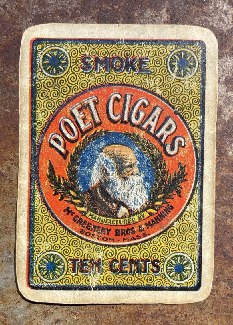 Antique Single Poets Cigars Playing Card from American Playing Card Co c1895