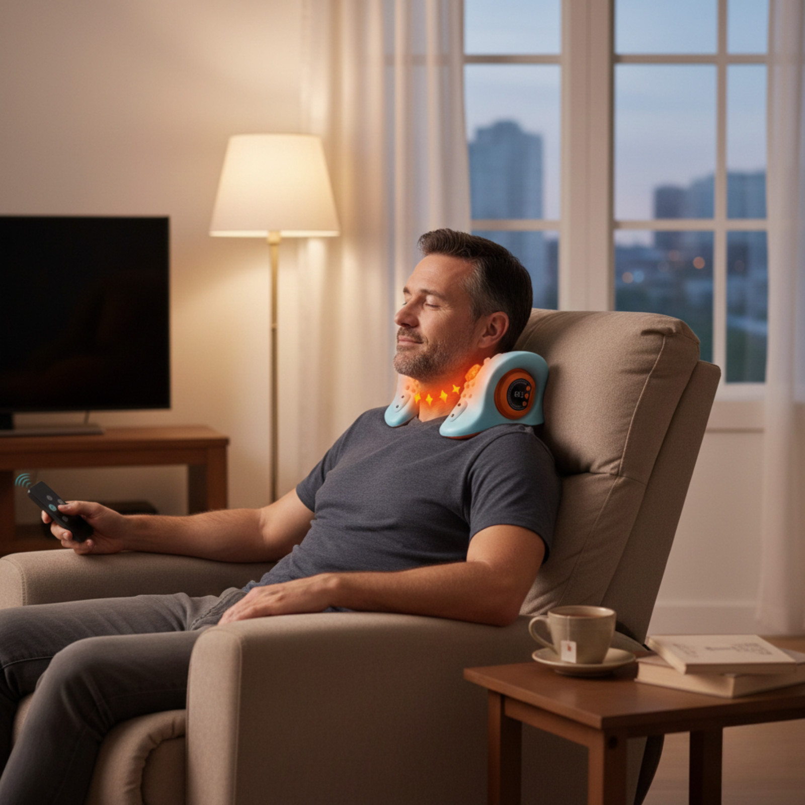 Hugterra Neck Massager 2025, Neck and Shoulder Relaxer with Heat, 3 Modes, Porta