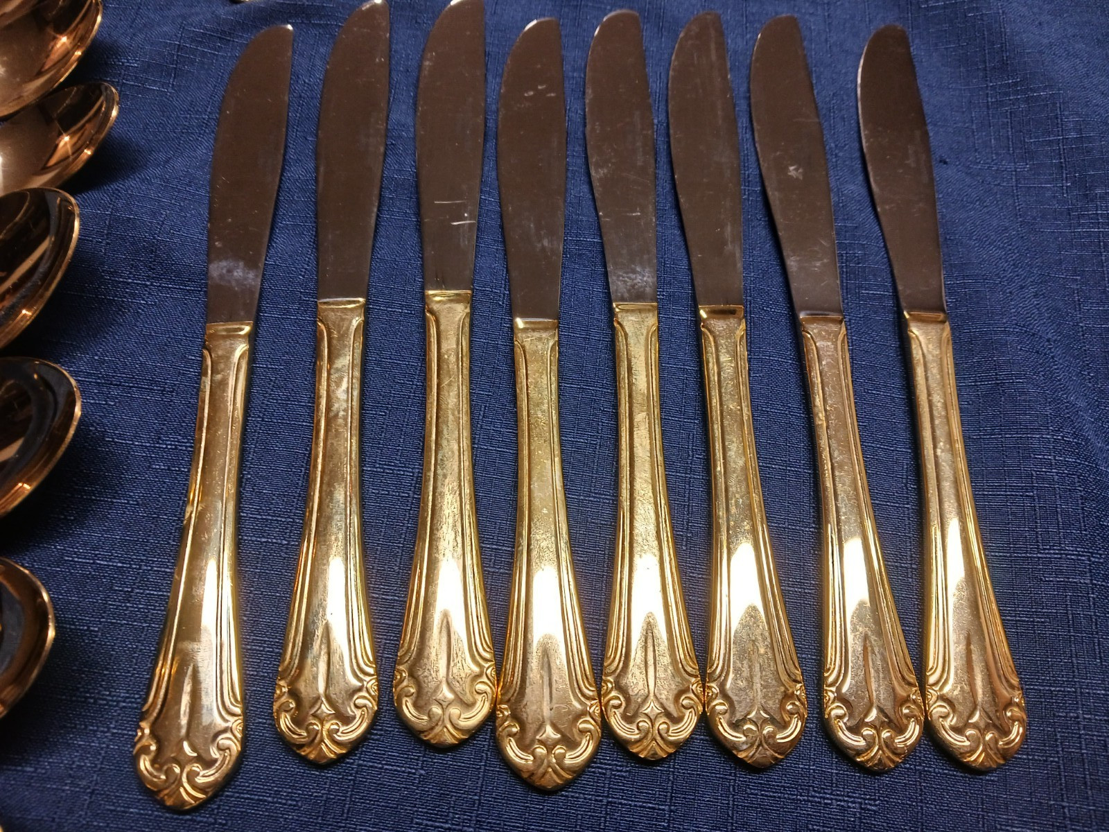 Hampton Silversmith’s Gold Electroplate Stainless Flatware 39 Pieces