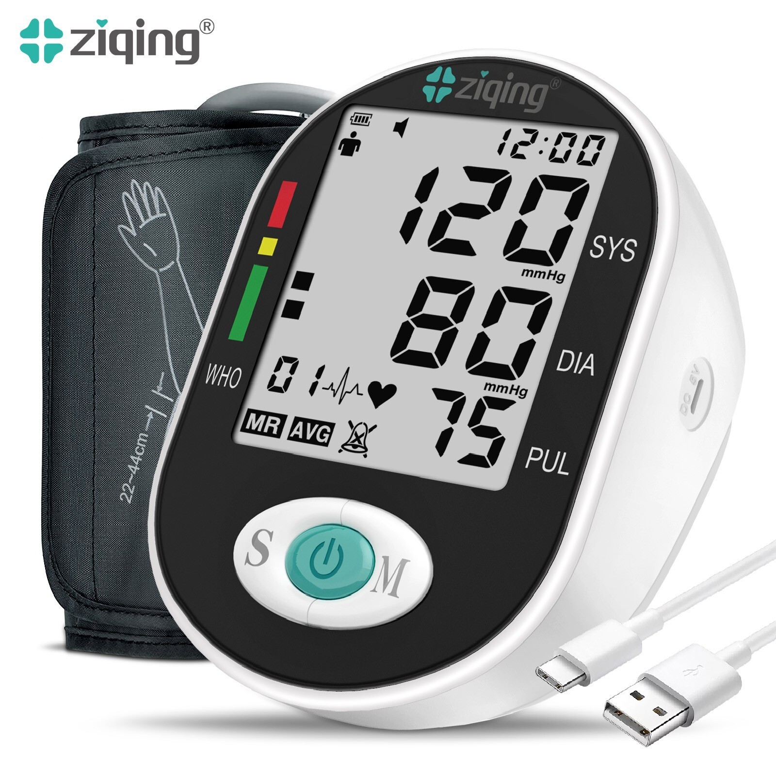 LCD Digital Blood Pressure Monitor Arm BP Large Cuff Pulse Meter Machine&Voice