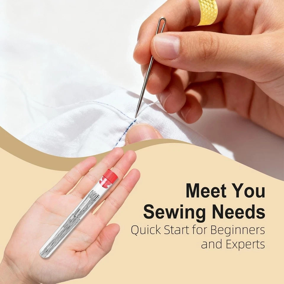 Big Eye Steel Needles Set, Stainless Steel Sewing Needle Kit US