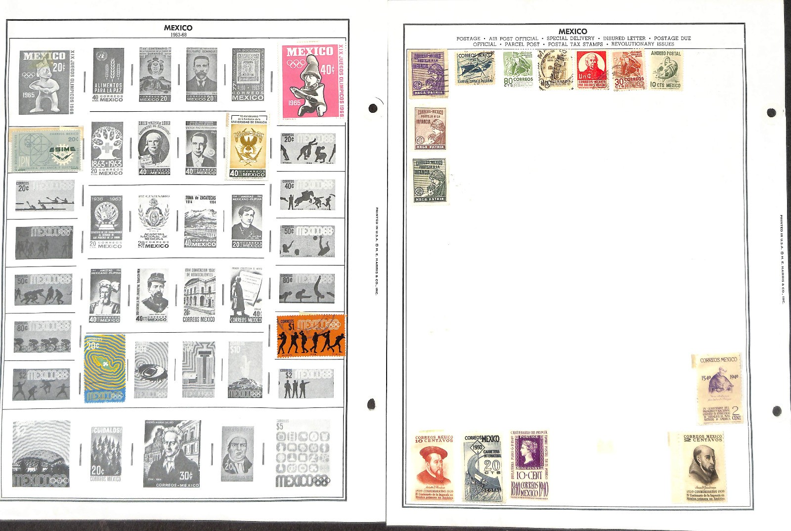 Mexico Stamp Collection on 24 Harris Pages, 1884-1985 (BI)